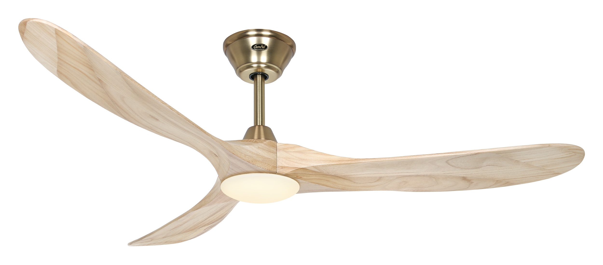 CasaFan Deckenventilator Eco Genuino-L 152 MG-NT Messing gebürstet - Holz natur mit Leuchte
