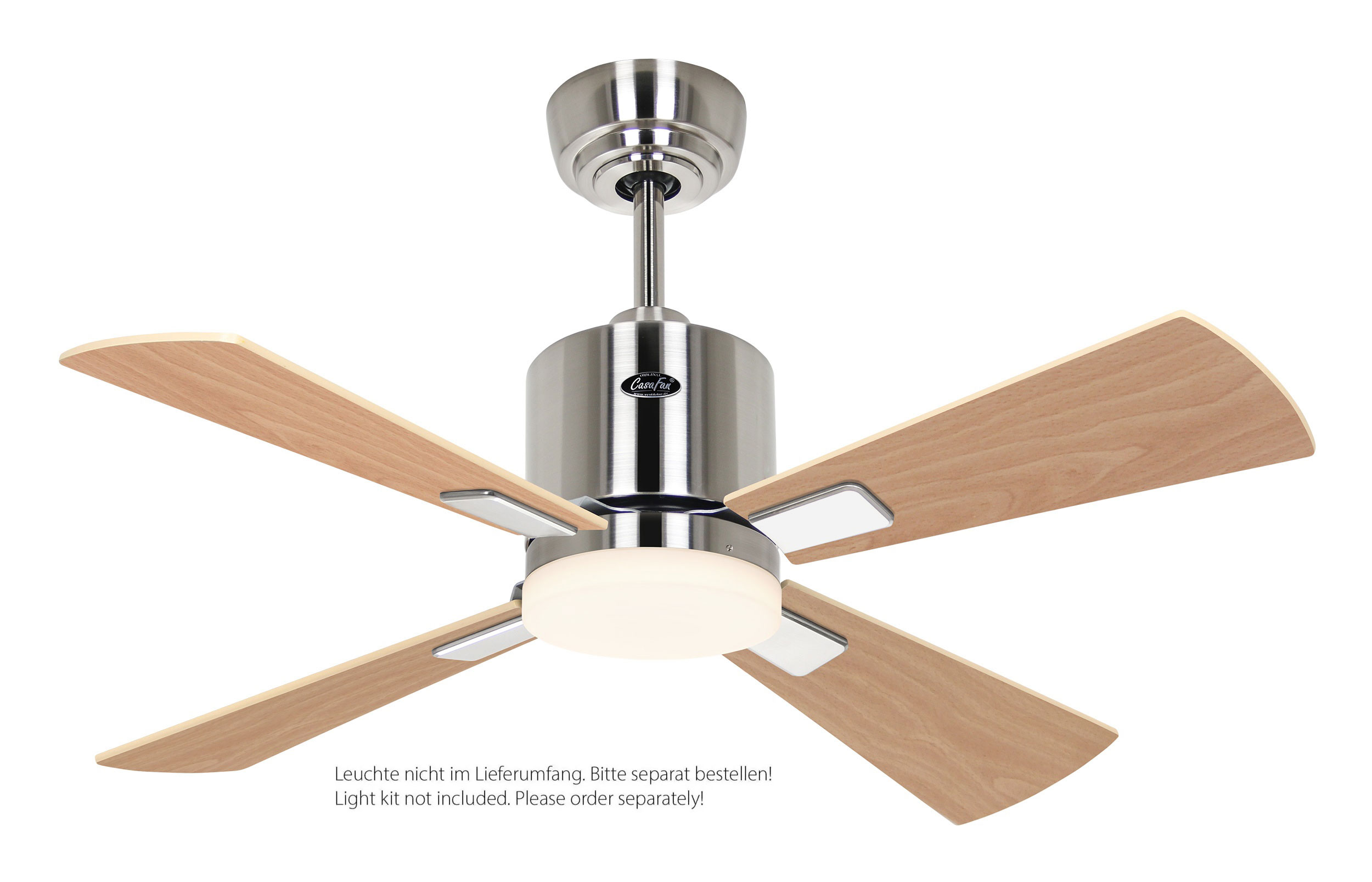 CasaFan Deckenventilator Eco Neo III 92 BN-AH/BU Chrom gebürstet - Ahorn/Buche WiFi/WLAN optionale Leuchte EN5z