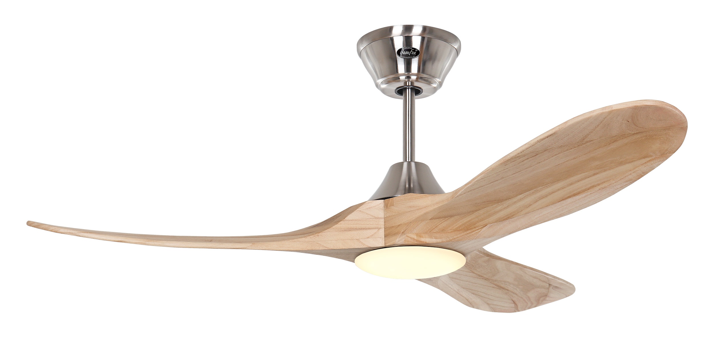 CasaFan Deckenventilator Eco Genuino-L 122 BN-NT Chrom gebürstet - Holz natur mit Leuchte