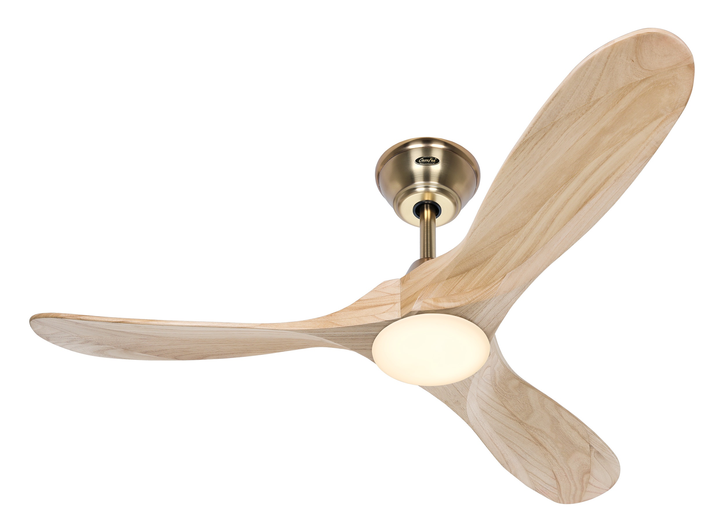 CasaFan Deckenventilator Eco Genuino-L 122 MG-NT Messing gebürstet - Holz natur mit Leuchte