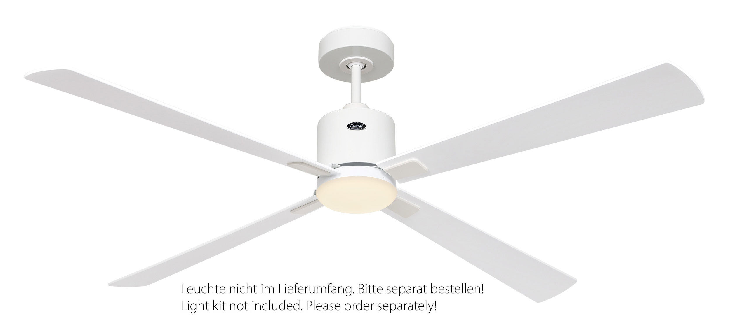 CasaFan Deckenventilator Eco Concept 152 WE-WE/LG Weiß - Weiß/Lichtgrau WiFi mit optionaler Leuchte EN5r