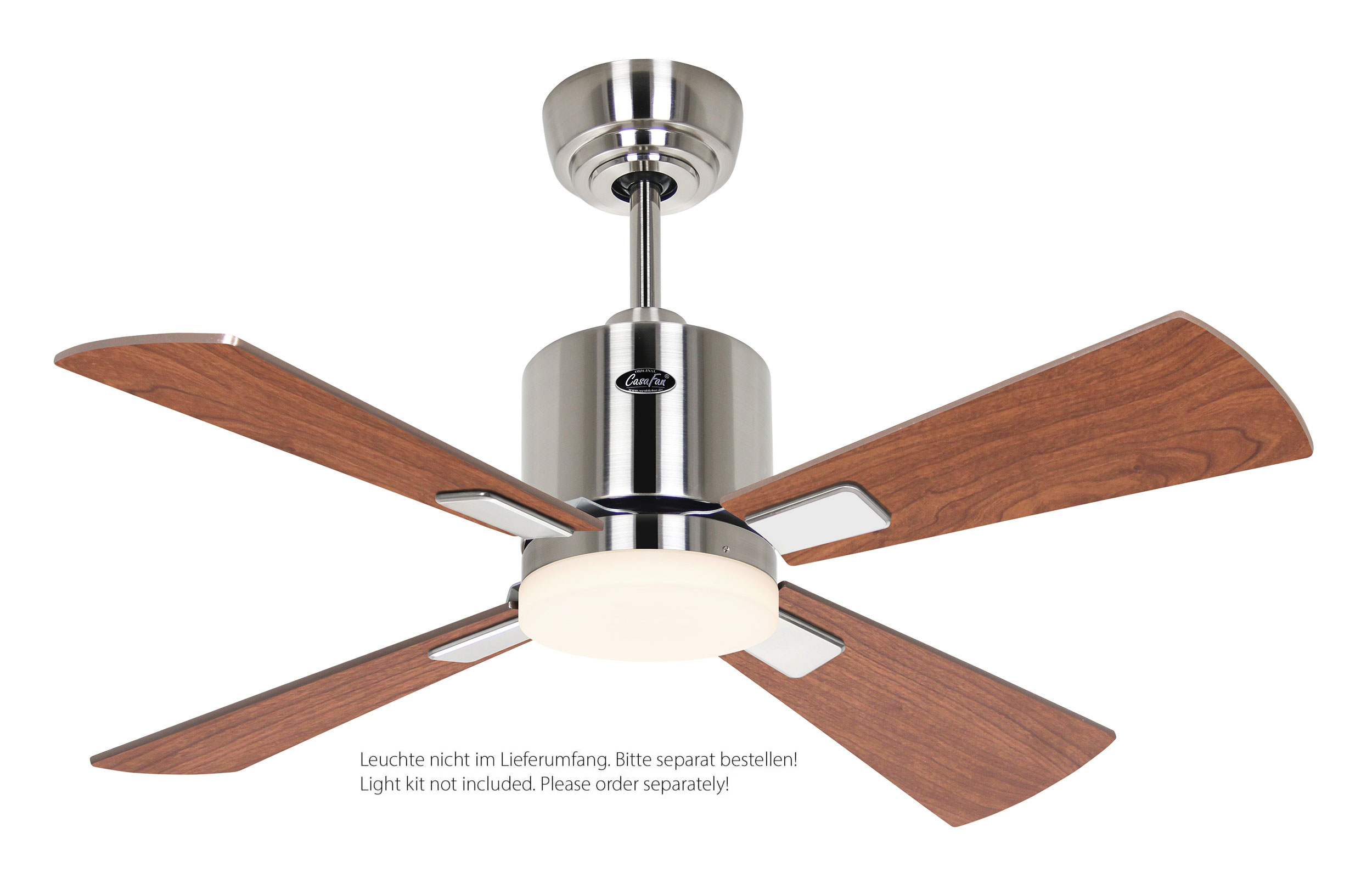 CasaFan Deckenventilator Eco Neo III 92 BN-NB/KI Chrom gebürstet - Nussbau/Kirsche WiFi/WLAN optionale Leuchte EN5z