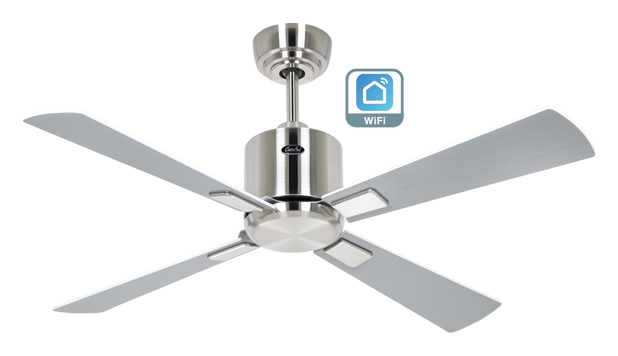 CasaFan Deckenventilator Eco Neo III 103 BN-WE/LG Chrom gebürstet - weiß/lichtgrau WiFi/WLAN