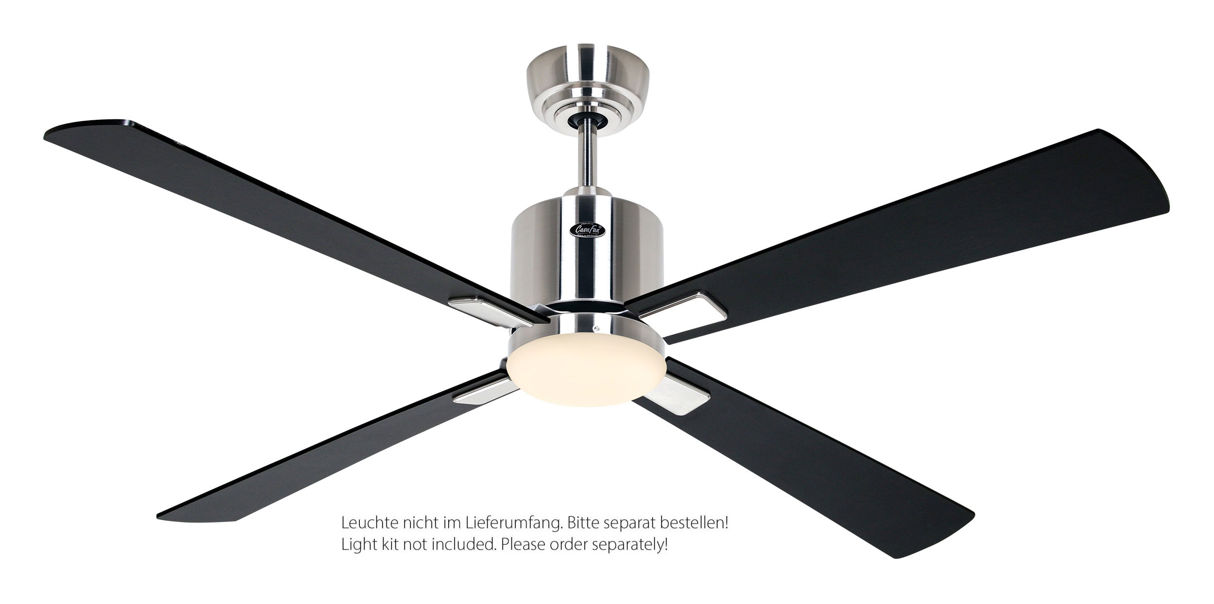 CasaFan Deckenventilator Eco Neo III 132 BN-SW/TK Chrom gebürstet - schwarz/Teak WiFi/WLAN optionale Leuchte EN5r