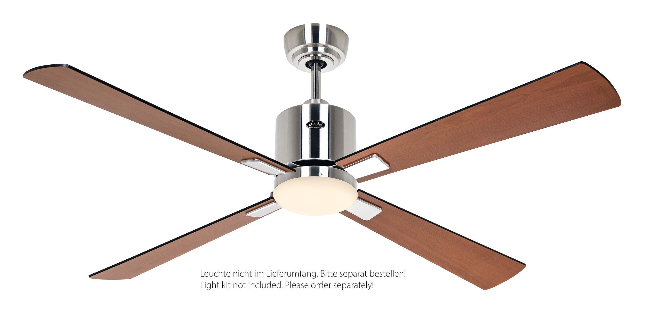 CasaFan Deckenventilator Eco Neo III 132 BN-SW/TK Chrom gebürstet - schwarz/Teak WiFi/WLAN optionale Leuchte EN5r