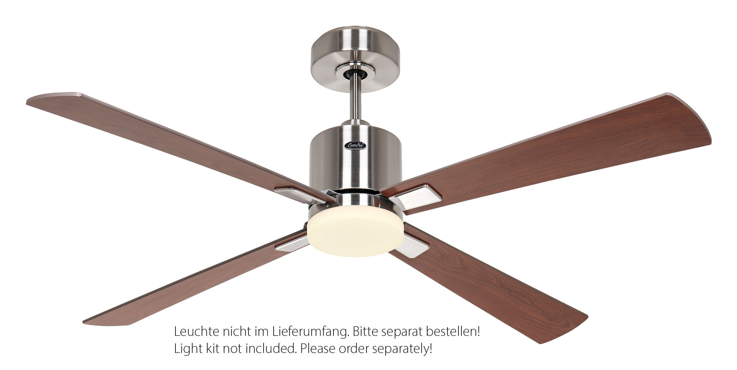 CasaFan Deckenventilator Eco Concept 132 BN-NB/KI Chrom gebürstet - Nussbaum/Kirrsche WiFi mit optionaler Leuchte EN5z