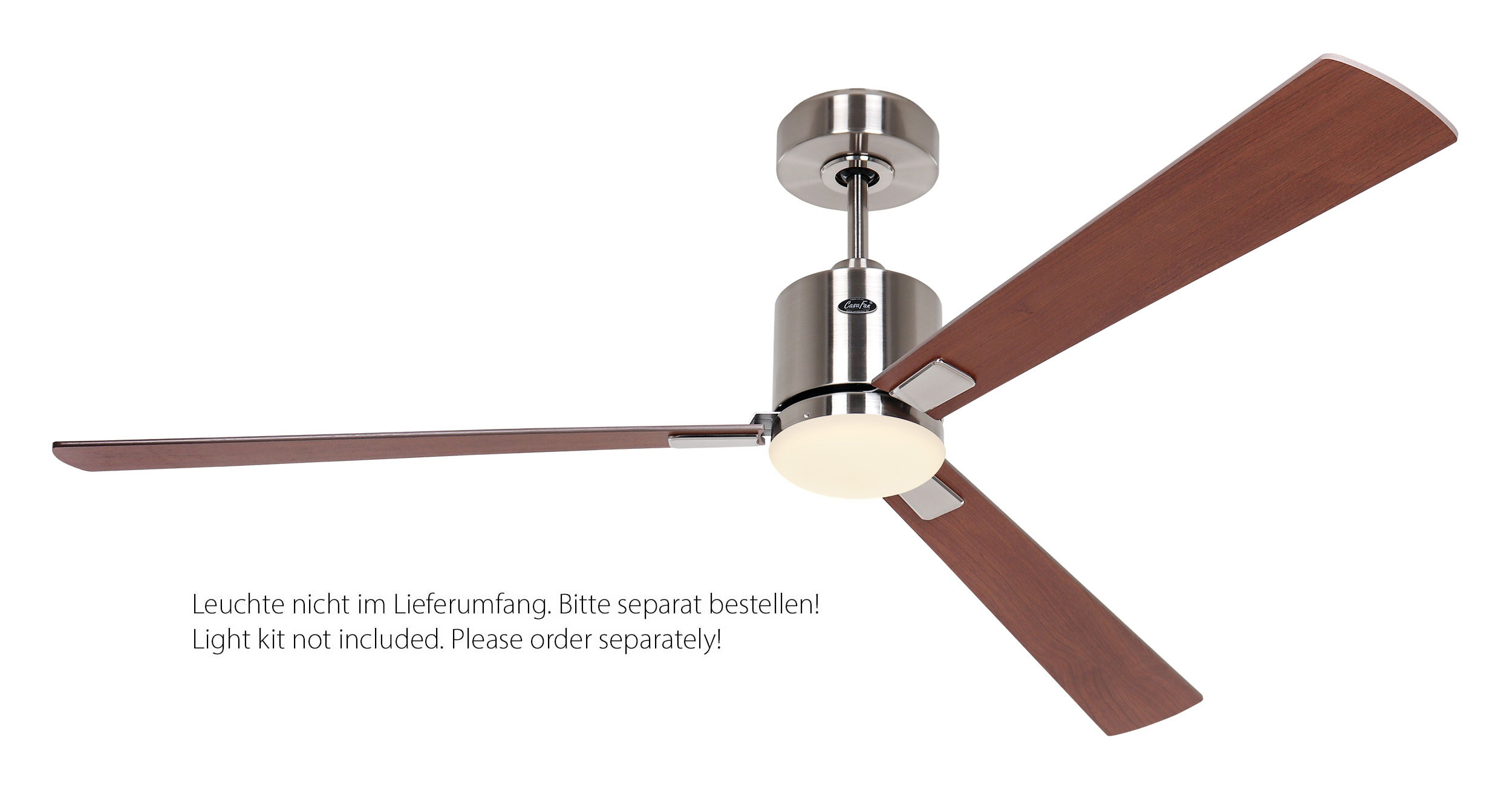 CasaFan Deckenventilator Eco Concept 152 BN-NB/KI Chrom gebürstet - Nussbaum/Kirrsche WiFi mit optionaler Leuchte EN5r