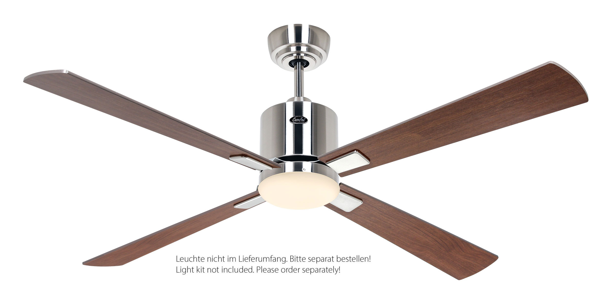 CasaFan Deckenventilator Eco Neo III 132 BN-NB/KI Chrom gebürstet - Nussbau/Kirsche WiFi/WLAN optionale Leuchte EN5r