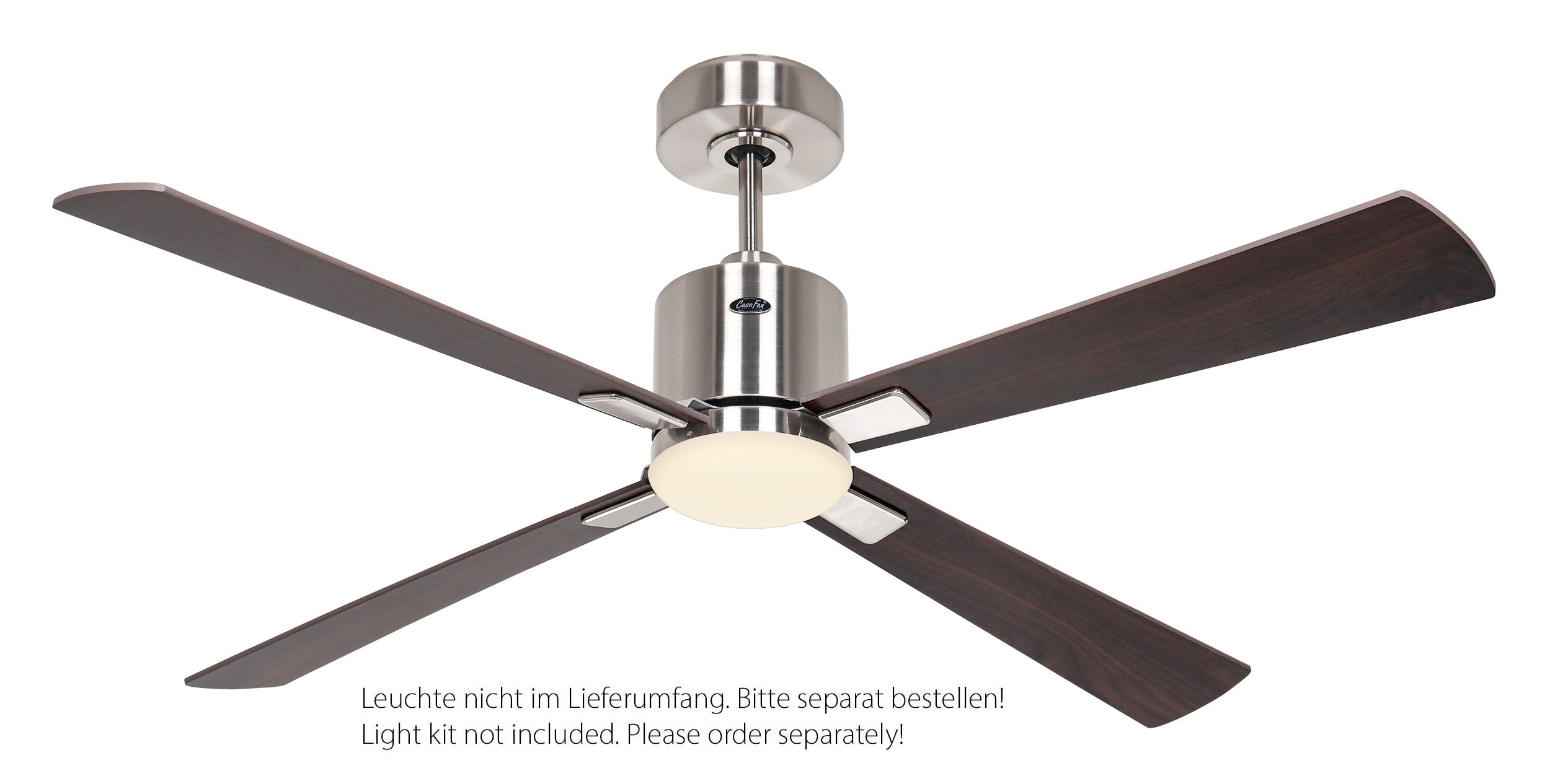 CasaFan Deckenventilator Eco Concept 132 BN-NB/KI Chrom gebürstet - Nussbaum/Kirrsche WiFi mit optionaler Leuchte EN5r