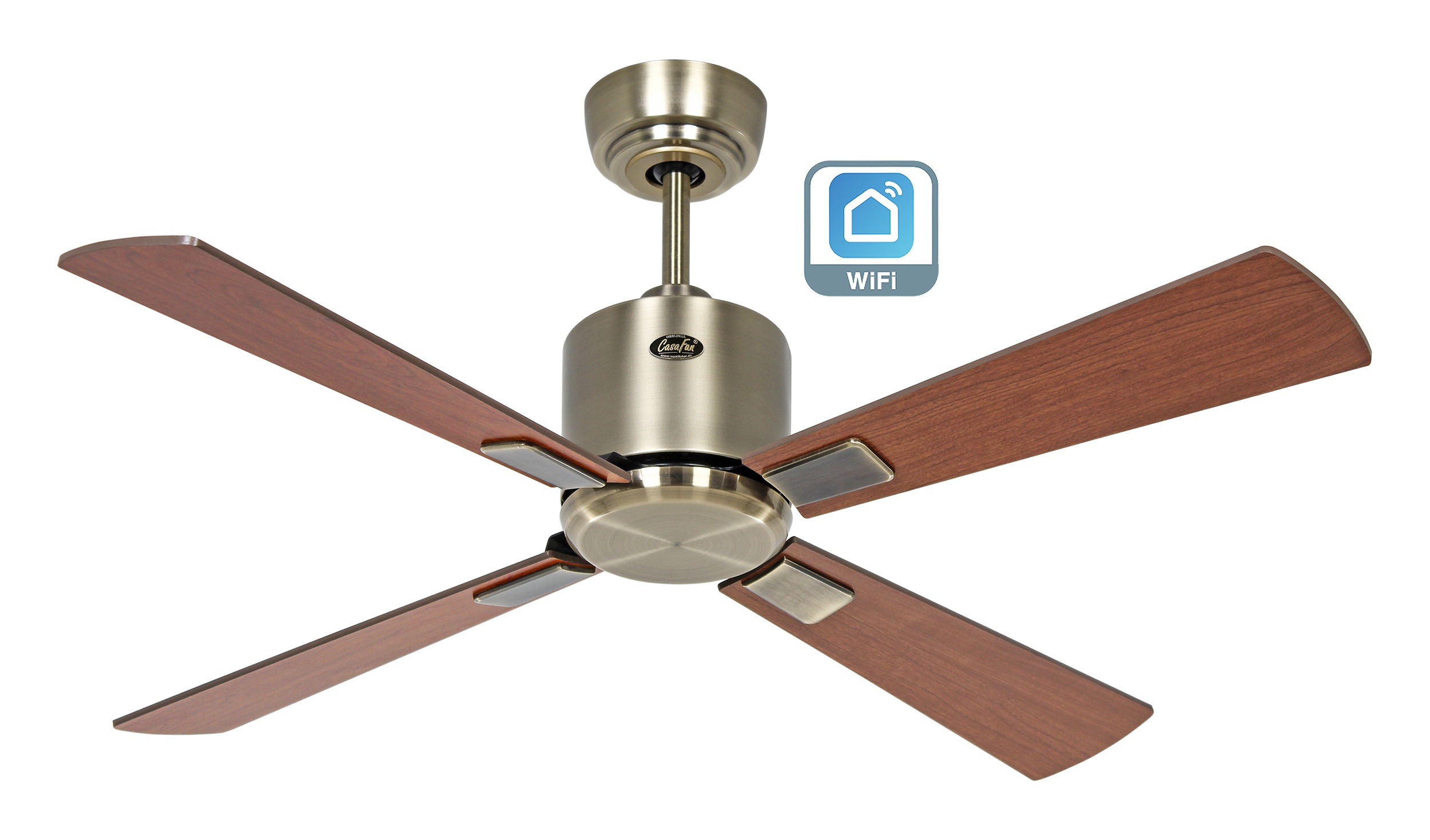 CasaFan Deckenventilator Eco Neo III 103 MA-NB/KI Messing antik - Nussbaum/Kirsche WiFi/WLAN