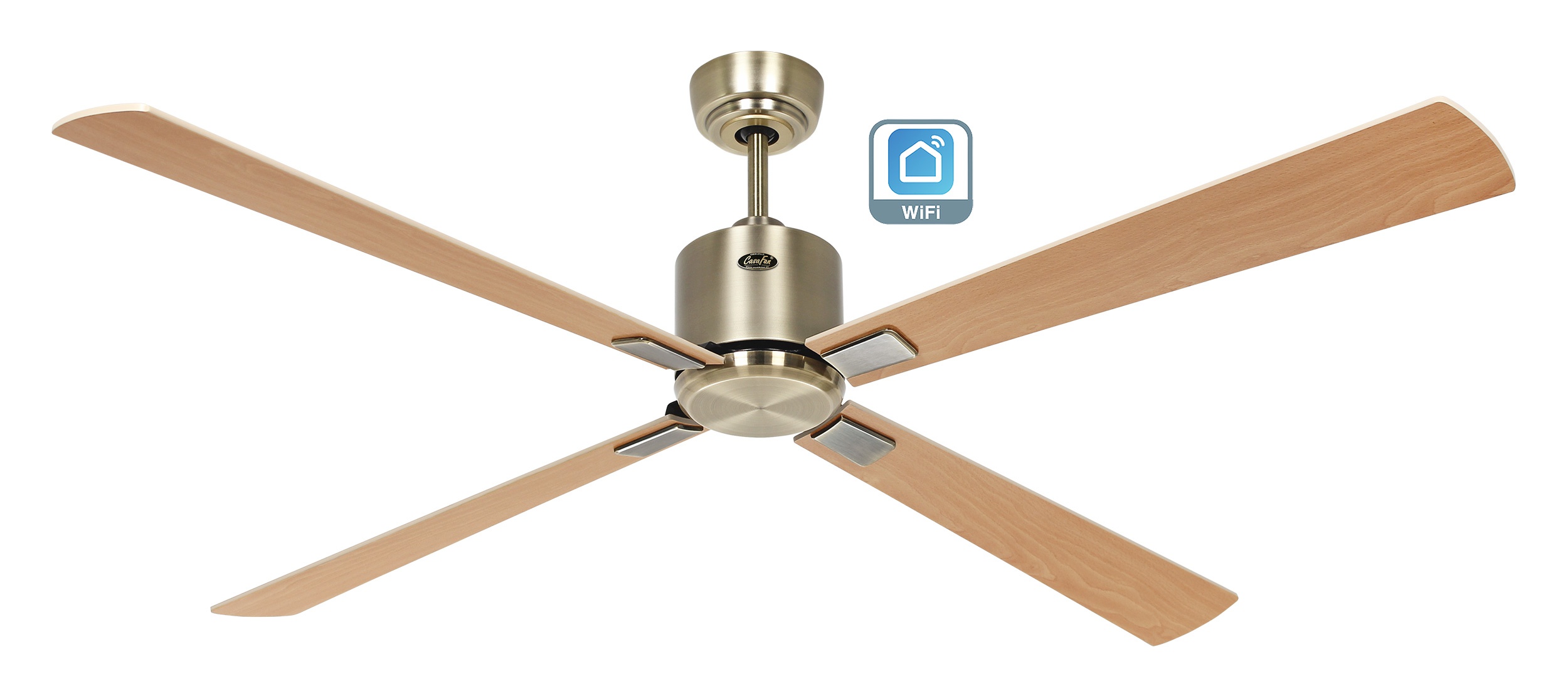 CasaFan Deckenventilator Eco Neo III 152 MA-AH/BU Messing antik - Ahorn/Buche Wifi/WLAN
