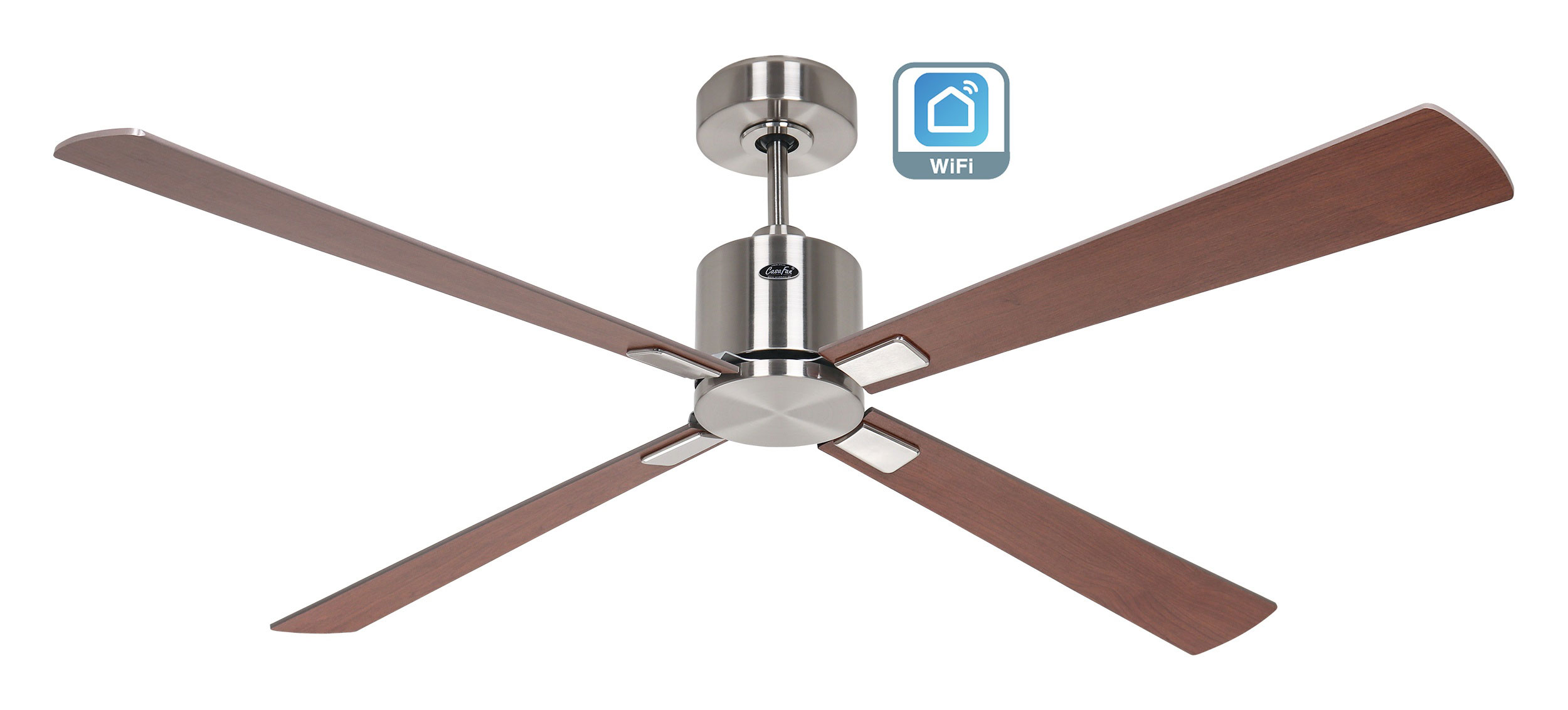 CasaFan Deckenventilator Eco Concept 152 BN-NB/KI Chrom gebürstet - Nussbaum/Kirrsche WiFi 