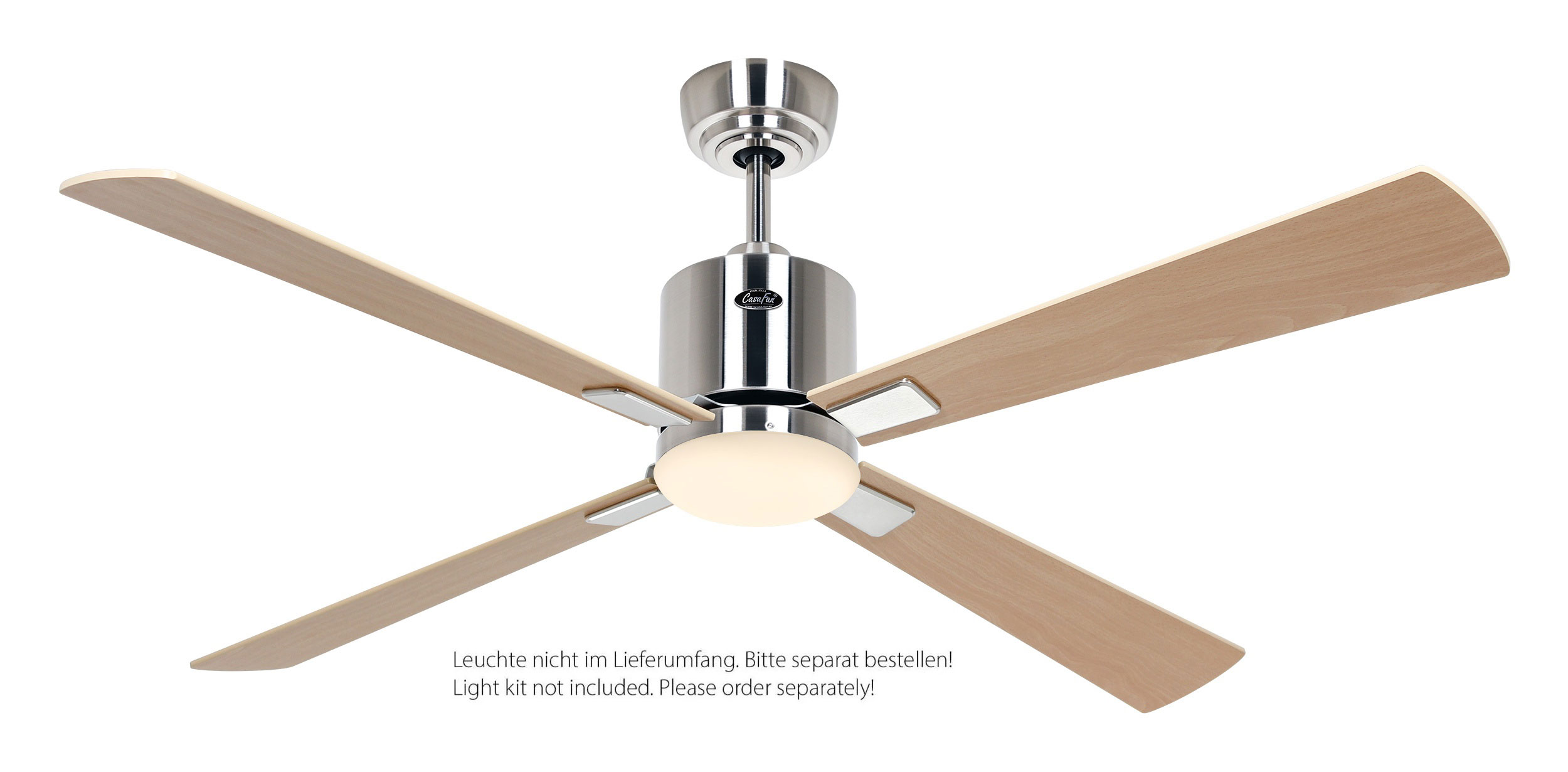 CasaFan Deckenventilator Eco Neo III 132 BN-AH/BU Chrom gebürstet - Ahorn/Buche WiFi/WLAN optionale Leuchte EN5r