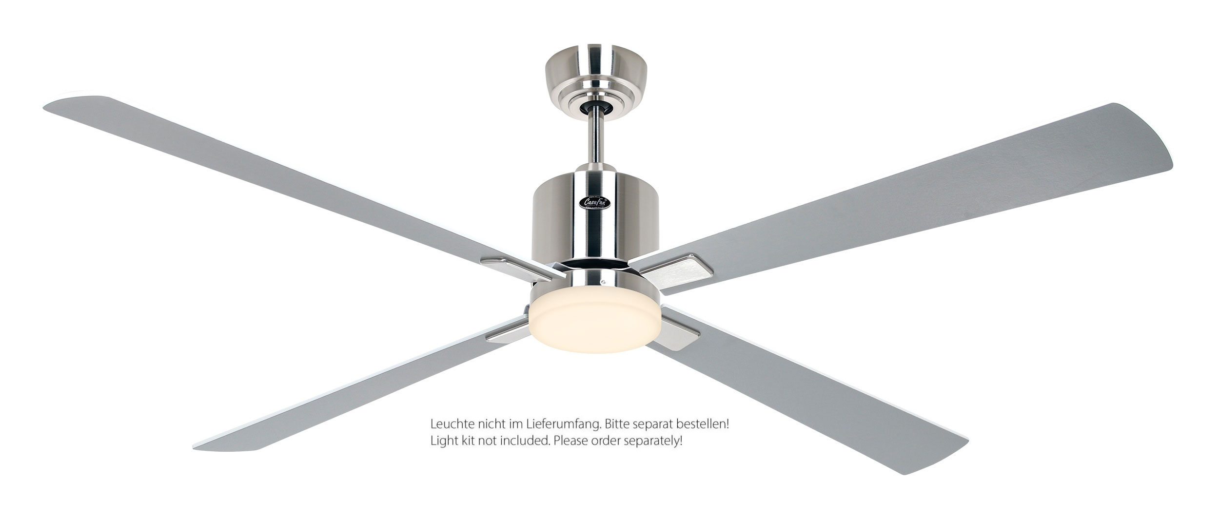 CasaFan Deckenventilator Eco Neo III 152 BN-WE/LG Chrom gebürstet - weiß/lichtgrau Wifi/WLAN optionale Leuchte EN5z