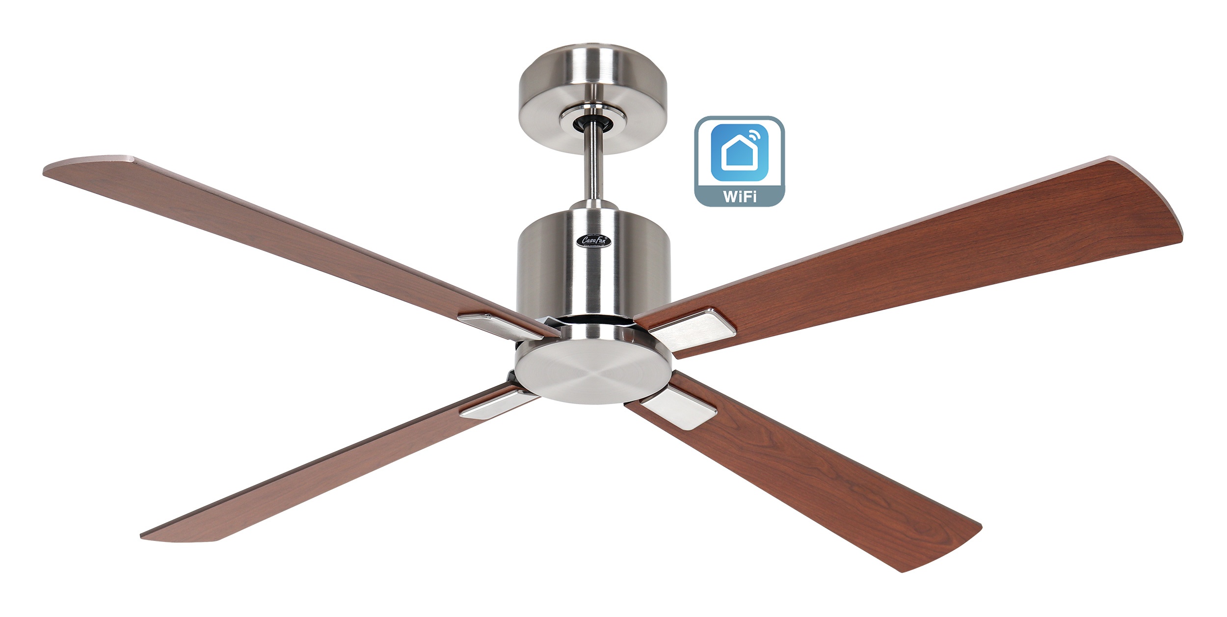 CasaFan Deckenventilator Eco Concept 132 BN-NB/KI Chrom gebürstet - Nussbaum/Kirrsche WiFi 