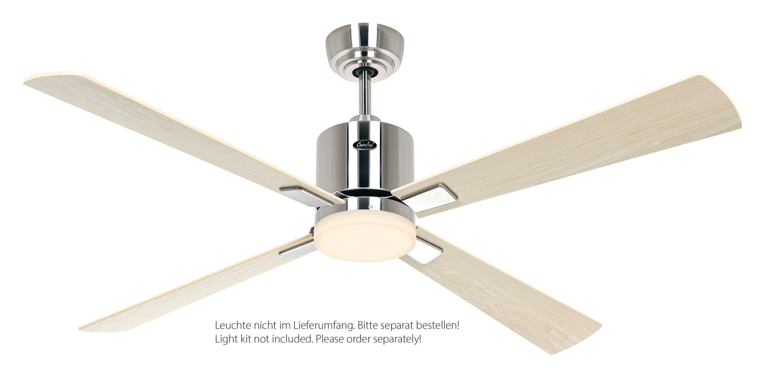 CasaFan Deckenventilator Eco Neo III 132 BN-AH/BU Chrom gebürstet - Ahorn/Buche WiFi/WLAN optionale Leuchte EN5z