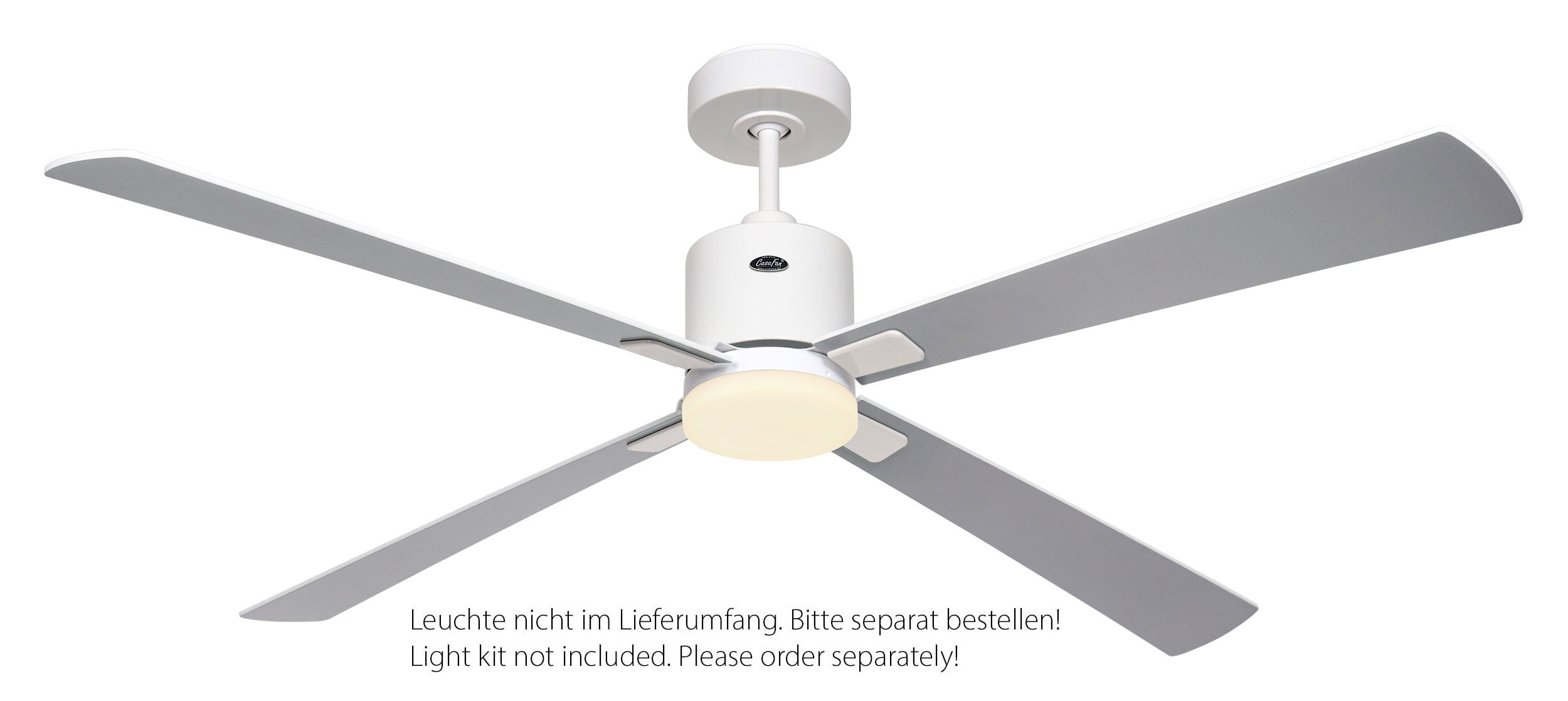 CasaFan Deckenventilator Eco Concept 152 WE-WE/LG Weiß - Weiß/Lichtgrau WiFi mit optionaler Leuchte EN5z