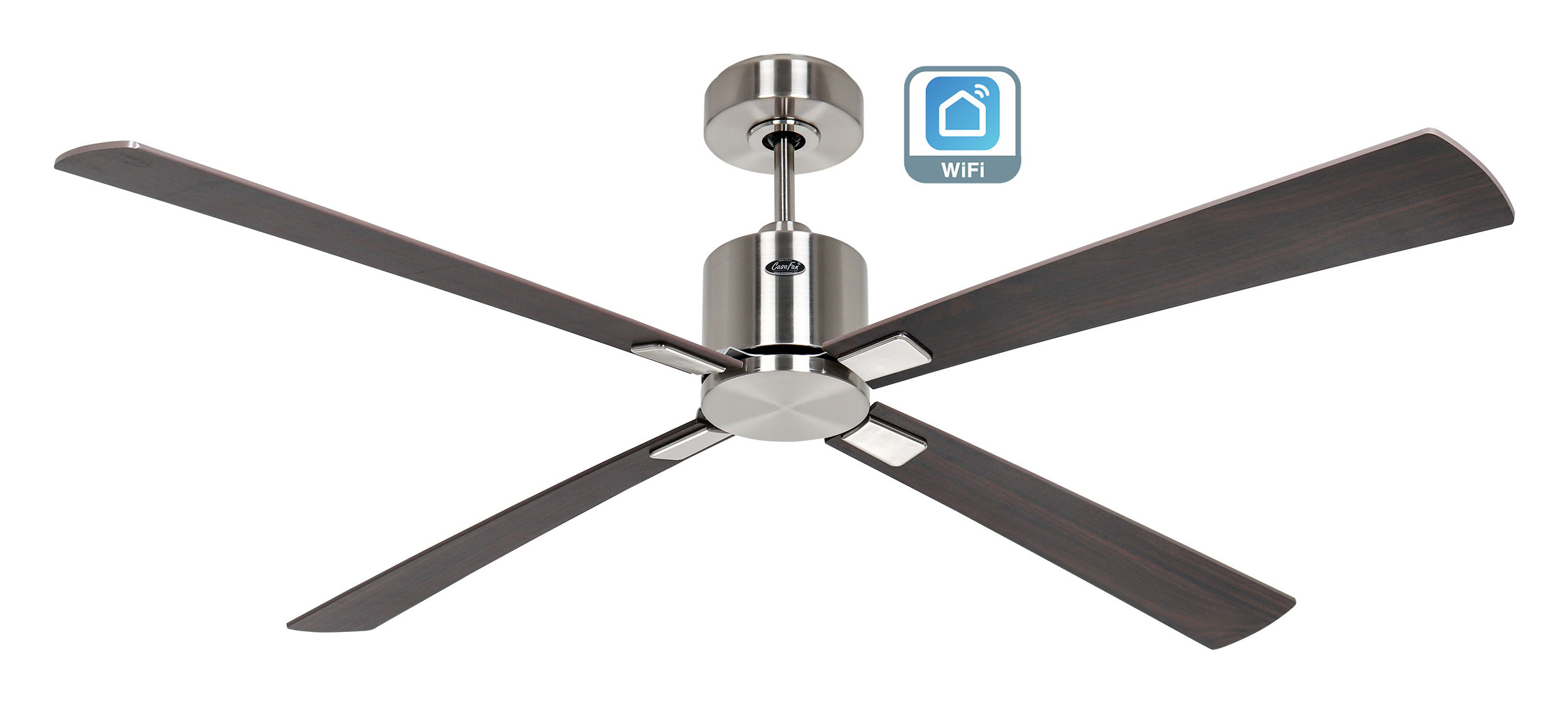 CasaFan Deckenventilator Eco Concept 152 BN-NB/KI Chrom gebürstet - Nussbaum/Kirrsche WiFi 