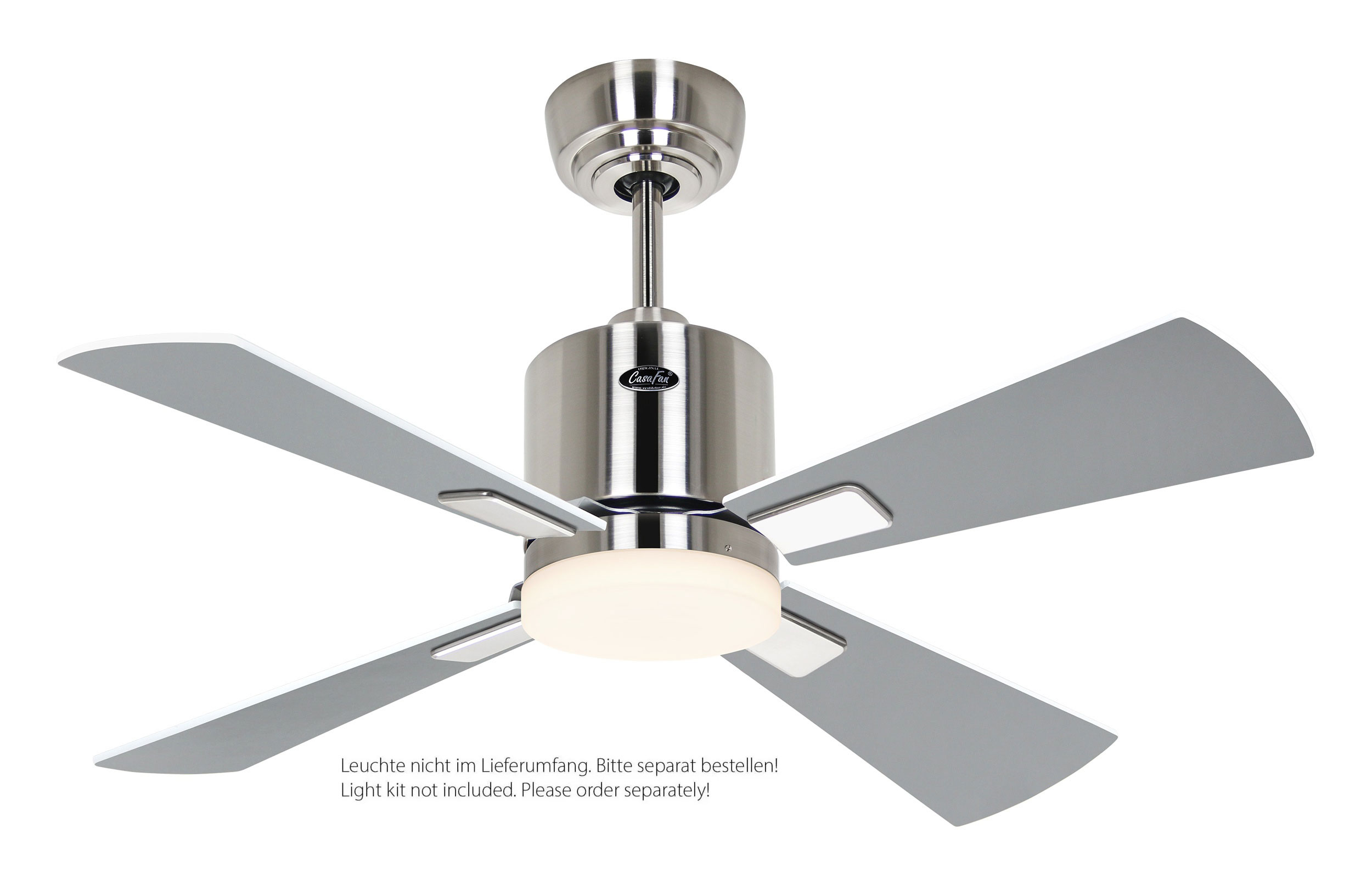 CasaFan Deckenventilator Eco Neo III 92 BN-WE/LG Chrom gebürstet - weiß/lichtgrau WiFi/WLAN optionale Leuchte EN5z