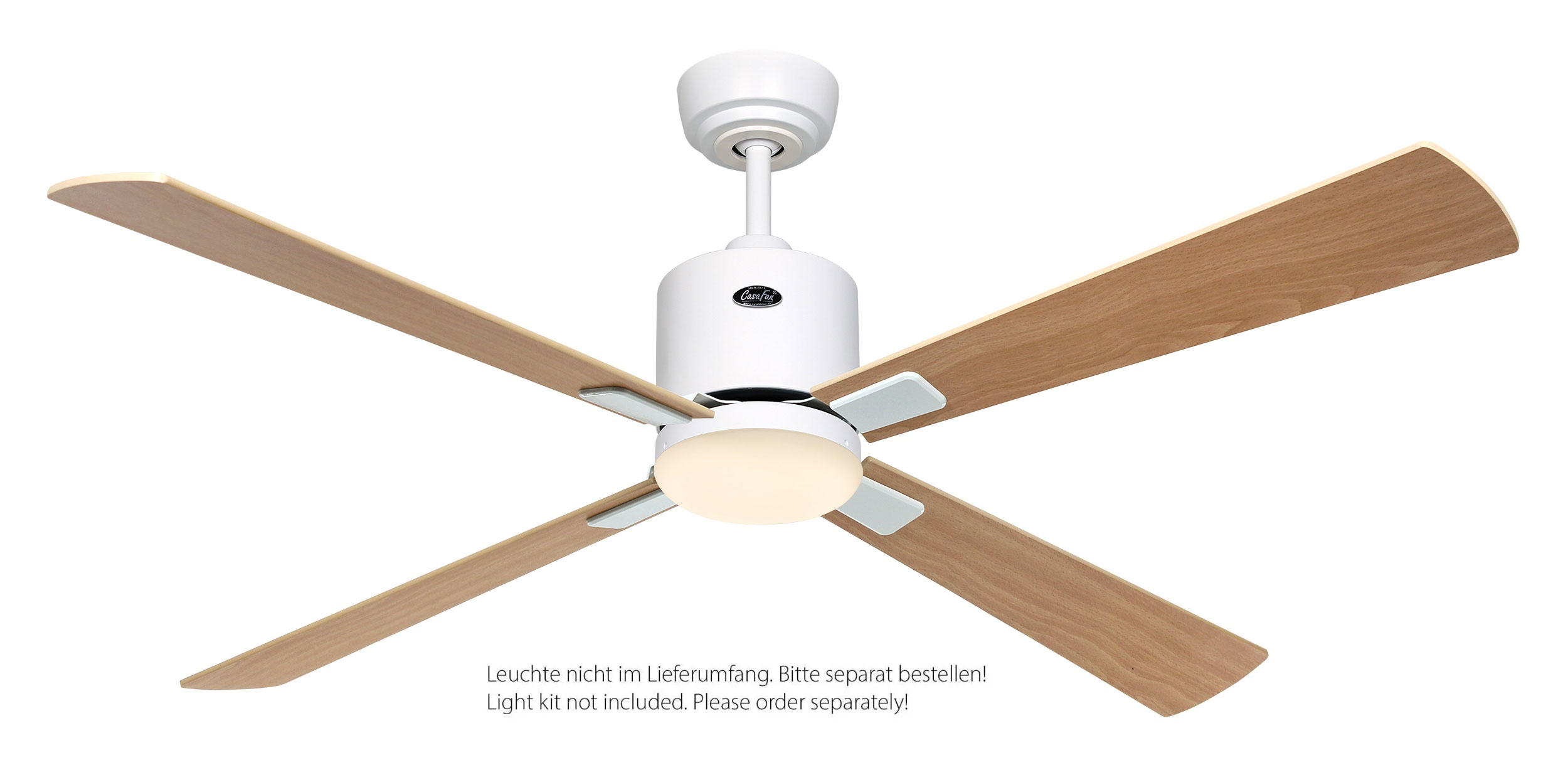 CasaFan Deckenventilator Eco Neo III 132 WE-AH/BU weiß - Ahorn/Buche WiFi/WLAN optionale Leuchte EN5r