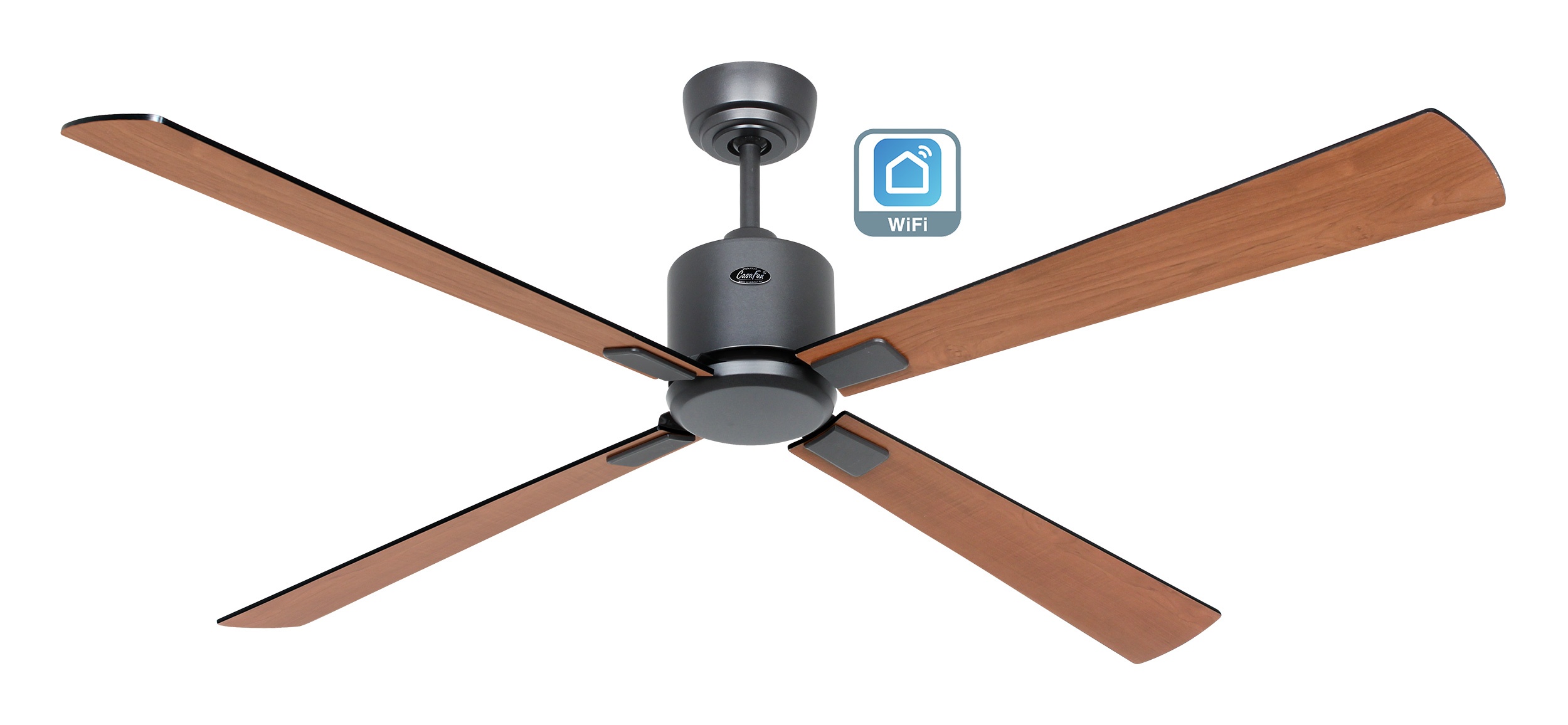 CasaFan Deckenventilator Eco Neo III 152 BG-SW/TK basaltgrau - schwarz/Teak Wifi/WLAN