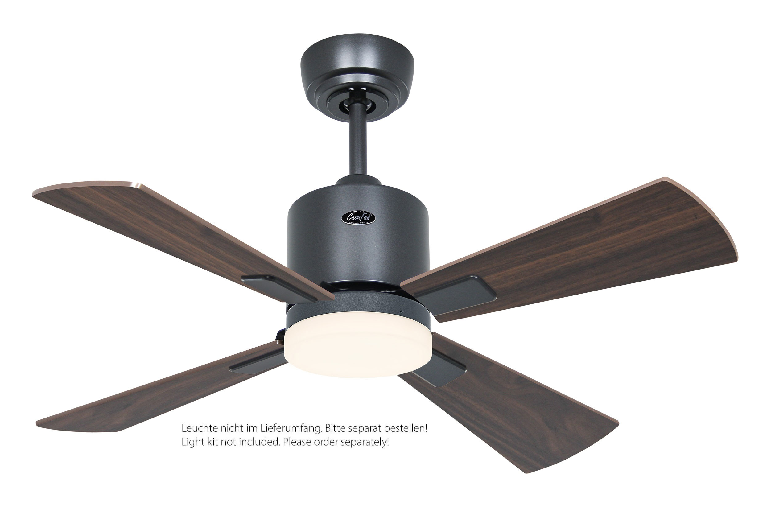 CasaFan Deckenventilator Eco Neo III 92 BG-NB/KI basaltgrau - Nussbaum/Kirsche WiFi/WLAN optionale Leuchte EN5z