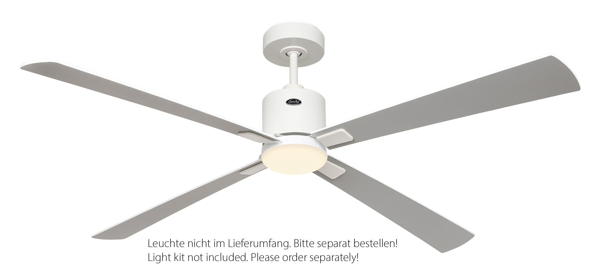 CasaFan Deckenventilator Eco Concept 152 WE-WE/LG Weiß - Weiß/Lichtgrau WiFi mit optionaler Leuchte EN5r