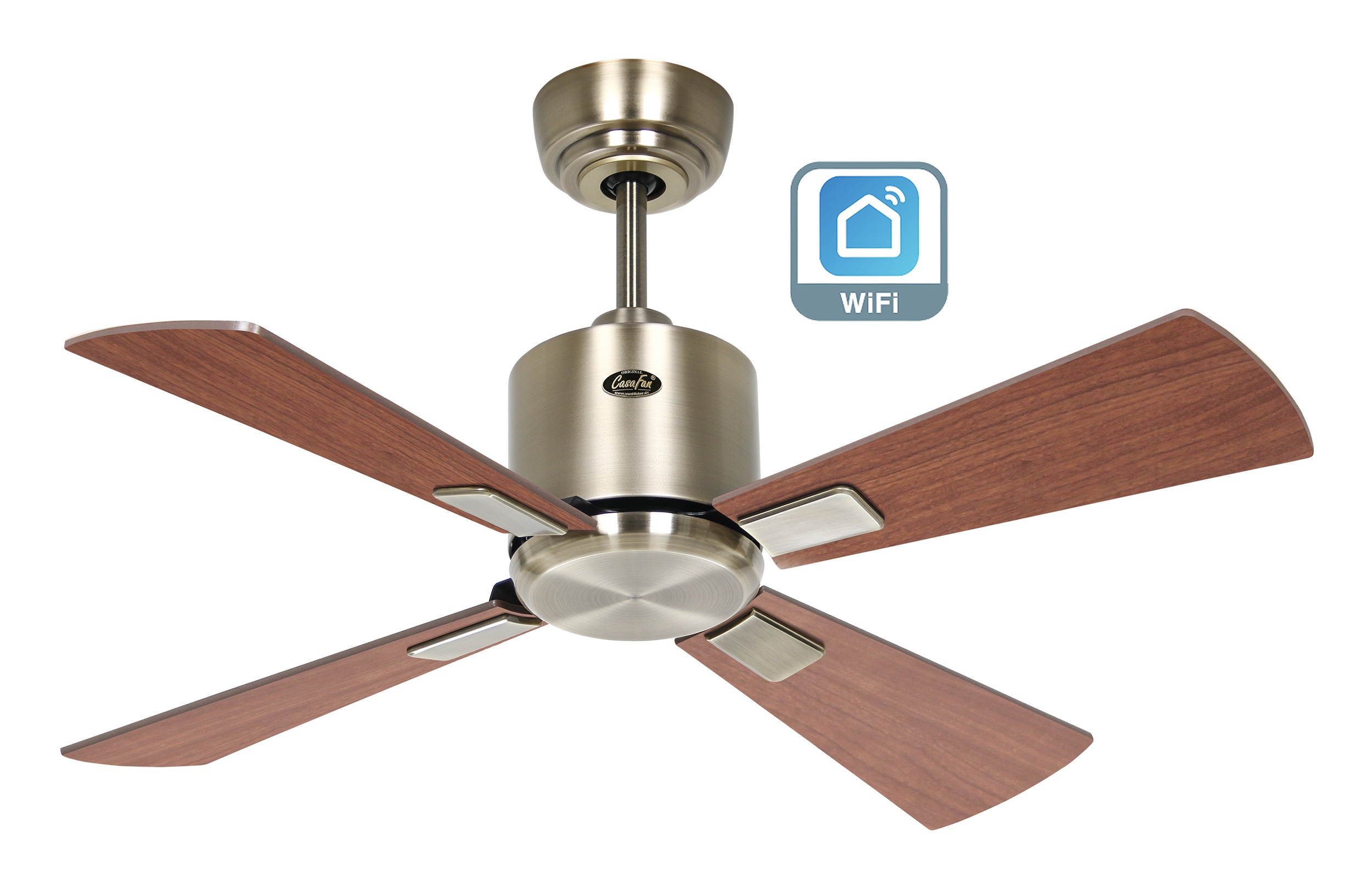 CasaFan Deckenventilator Eco Neo III 92 MA-NB/KI Messing antik - Nussbaum/Kirsche WiFi/WLAN