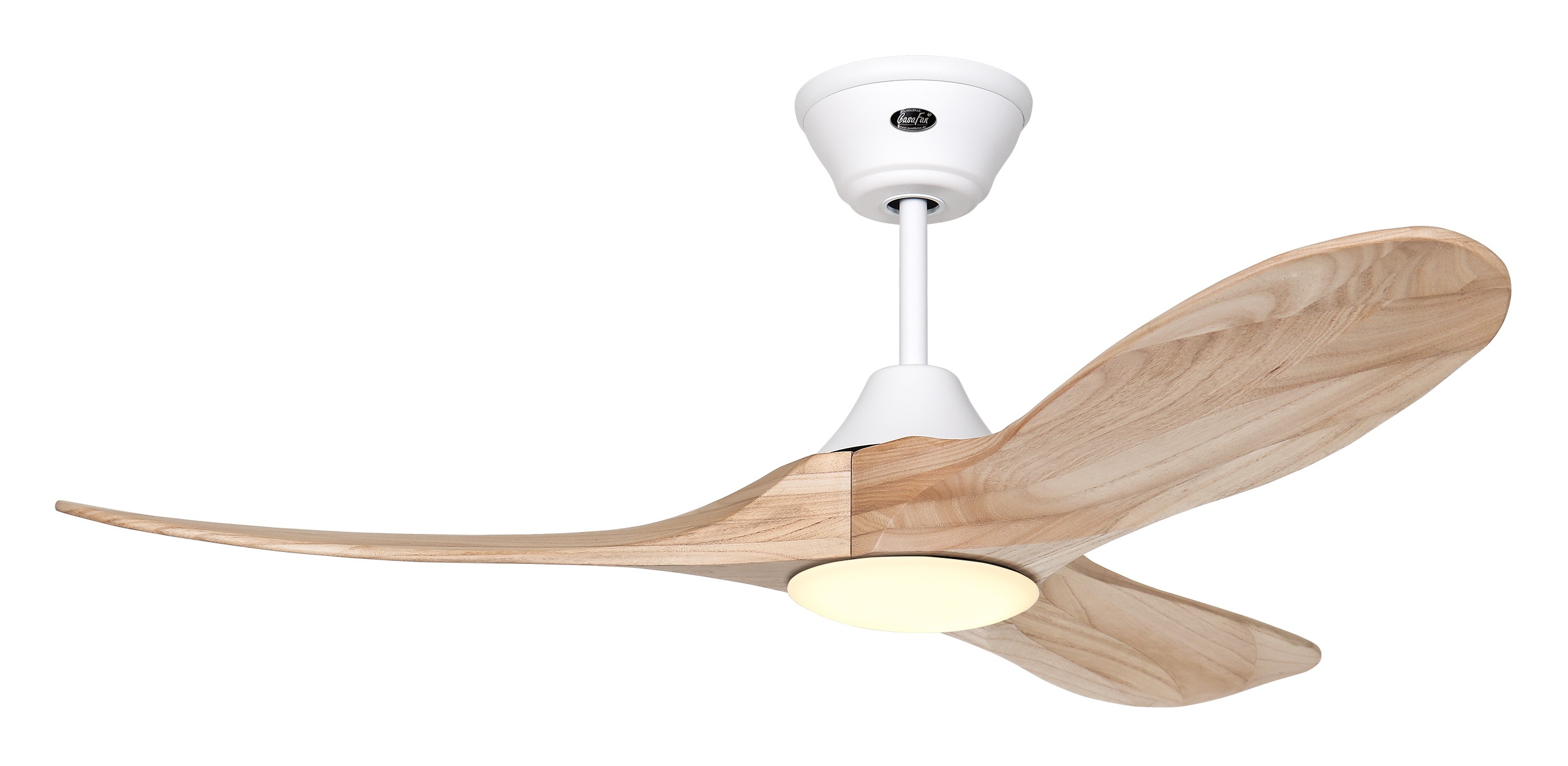CasaFan Deckenventilator Eco Genuino-L 122 MW-NT Weiß - Holz natur mit Leuchte