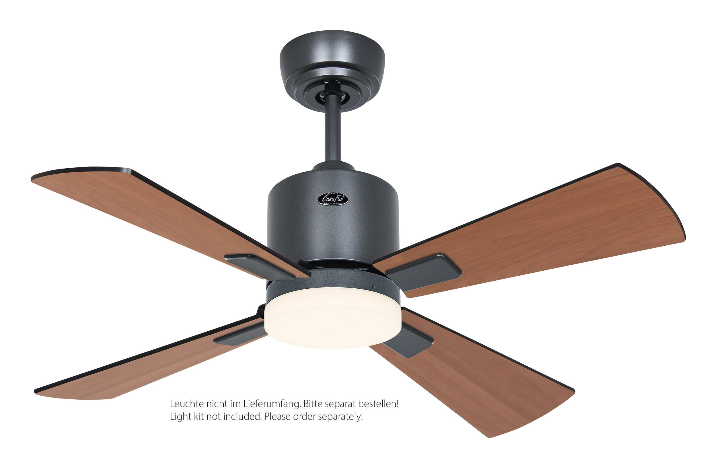 CasaFan Deckenventilator Eco Neo III 92 BG-SW/TK basaltgrau schwarz/Teak WiFi/WLAN optionale Leuchte EN5z