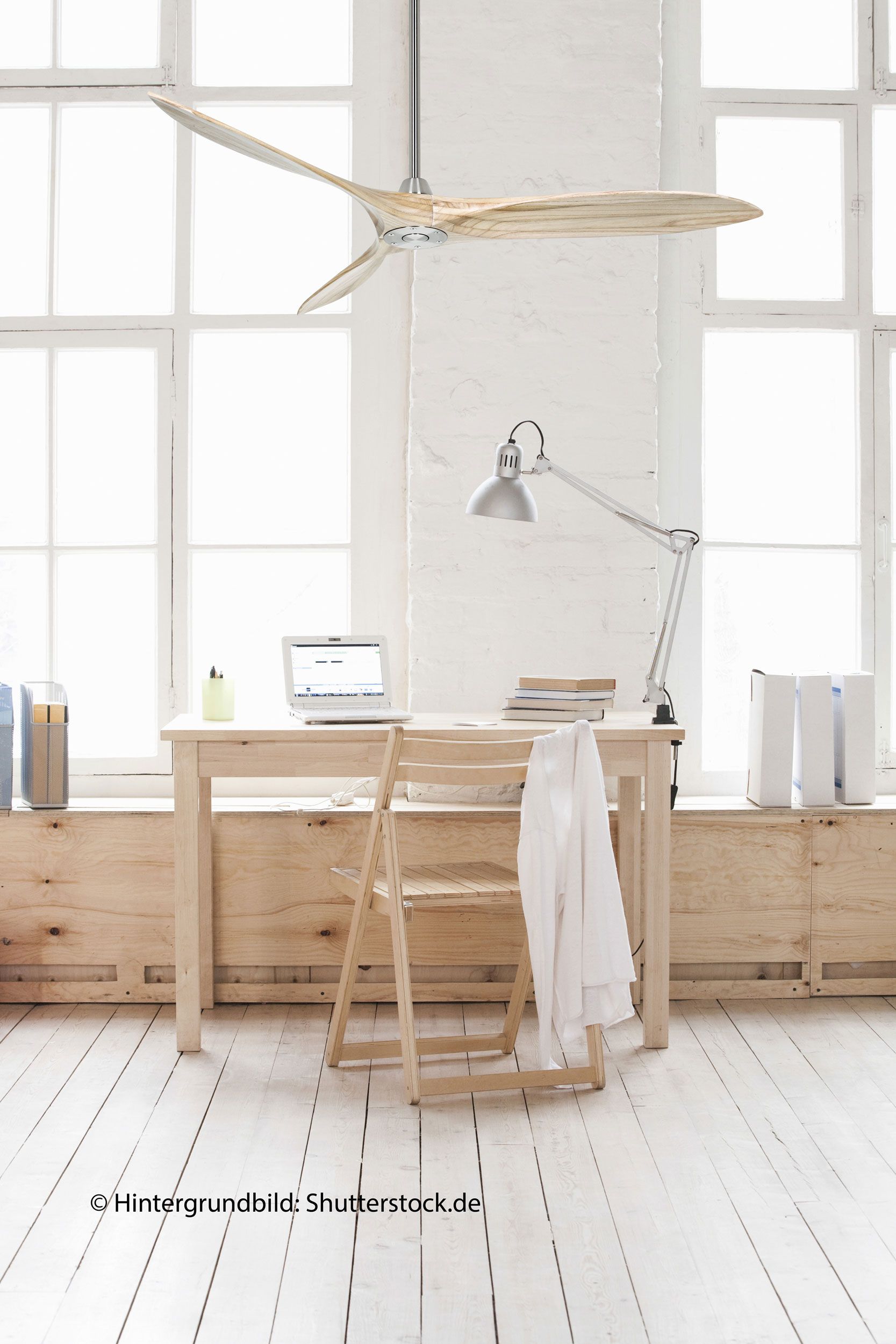 CasaFan Deckenventilator Eco Airscrew 152 BN-NT Chrom gebürstet - Holz natur