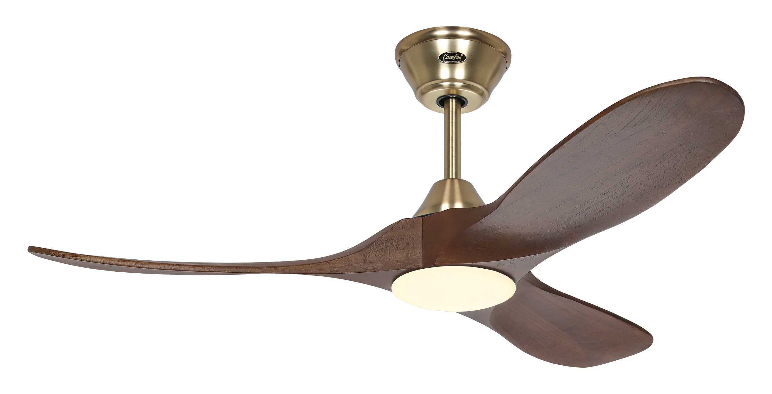 CasaFan Deckenventilator Eco Genuino-L 122 MG-NB Messing gebürstet - Nussbaum mit Leuchte