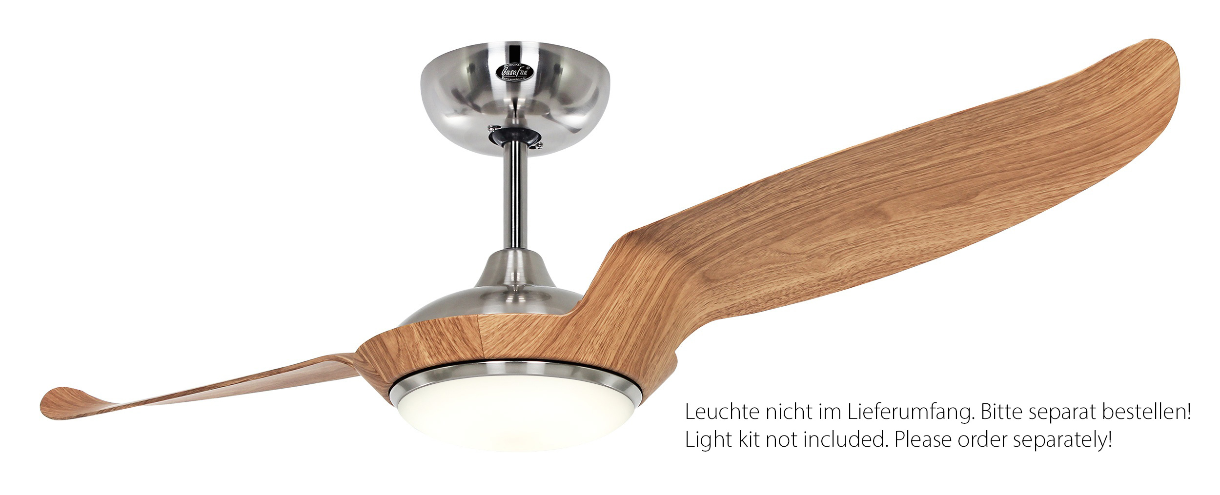 CasaFan Deckenventilator Eco Talos BN-EN (Chrom gebürstet - Eiche natur) mit Leuchte VIT
