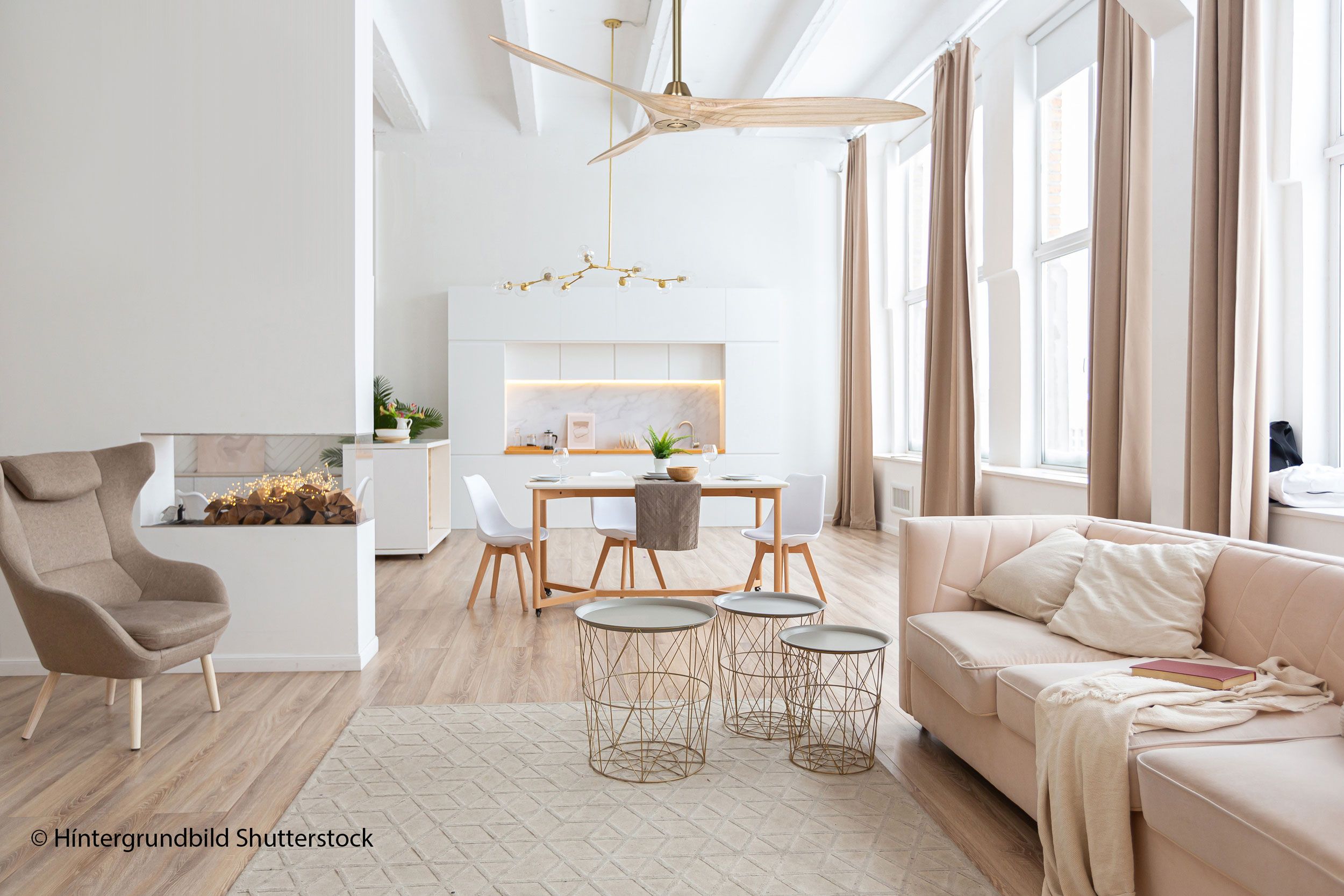 CasaFan Deckenventilator Eco Airscrew 152 MG-NT Messing gebürstet - Holz natur