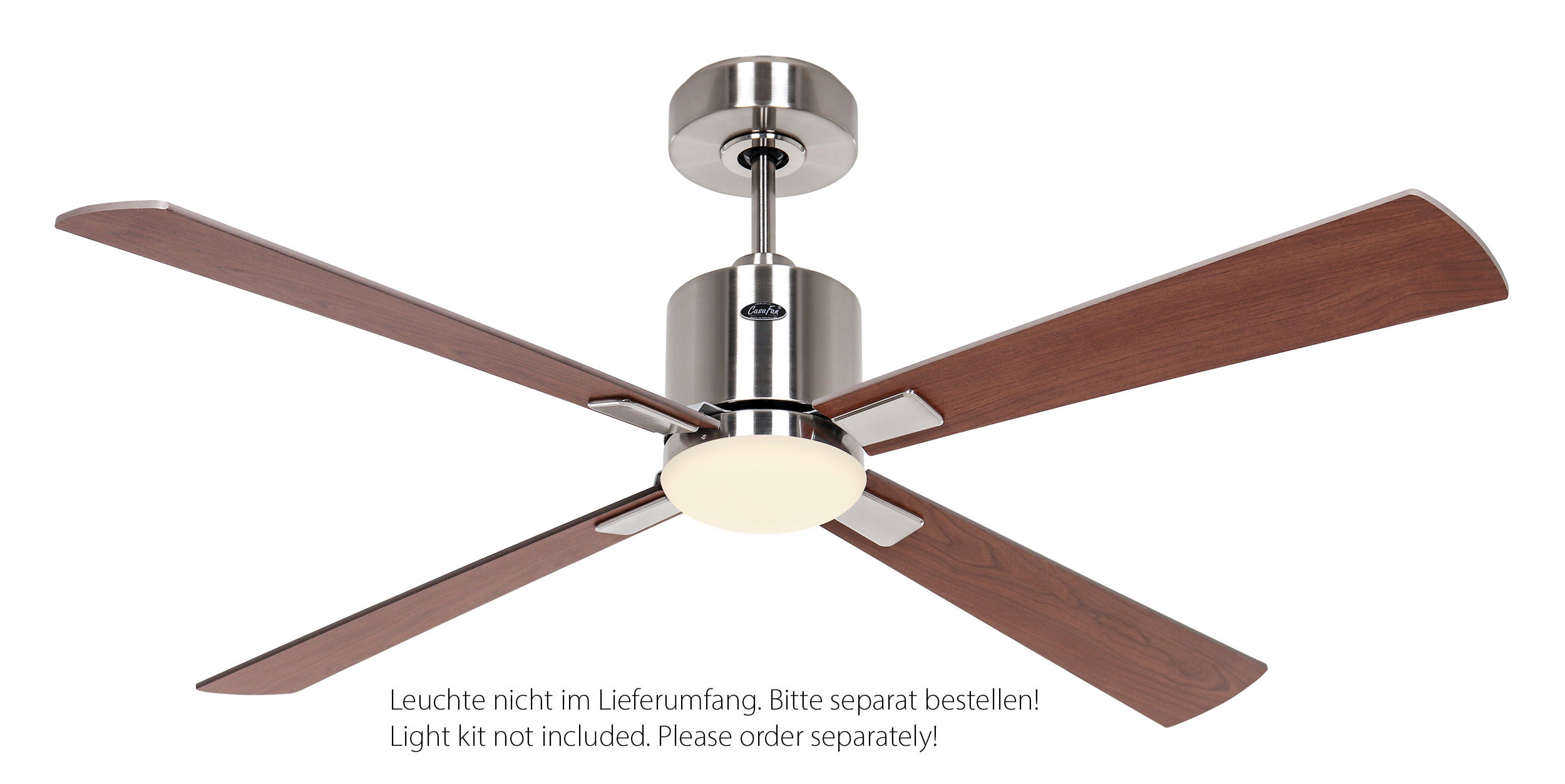 CasaFan Deckenventilator Eco Concept 132 BN-NB/KI Chrom gebürstet - Nussbaum/Kirrsche WiFi mit optionaler Leuchte EN5r