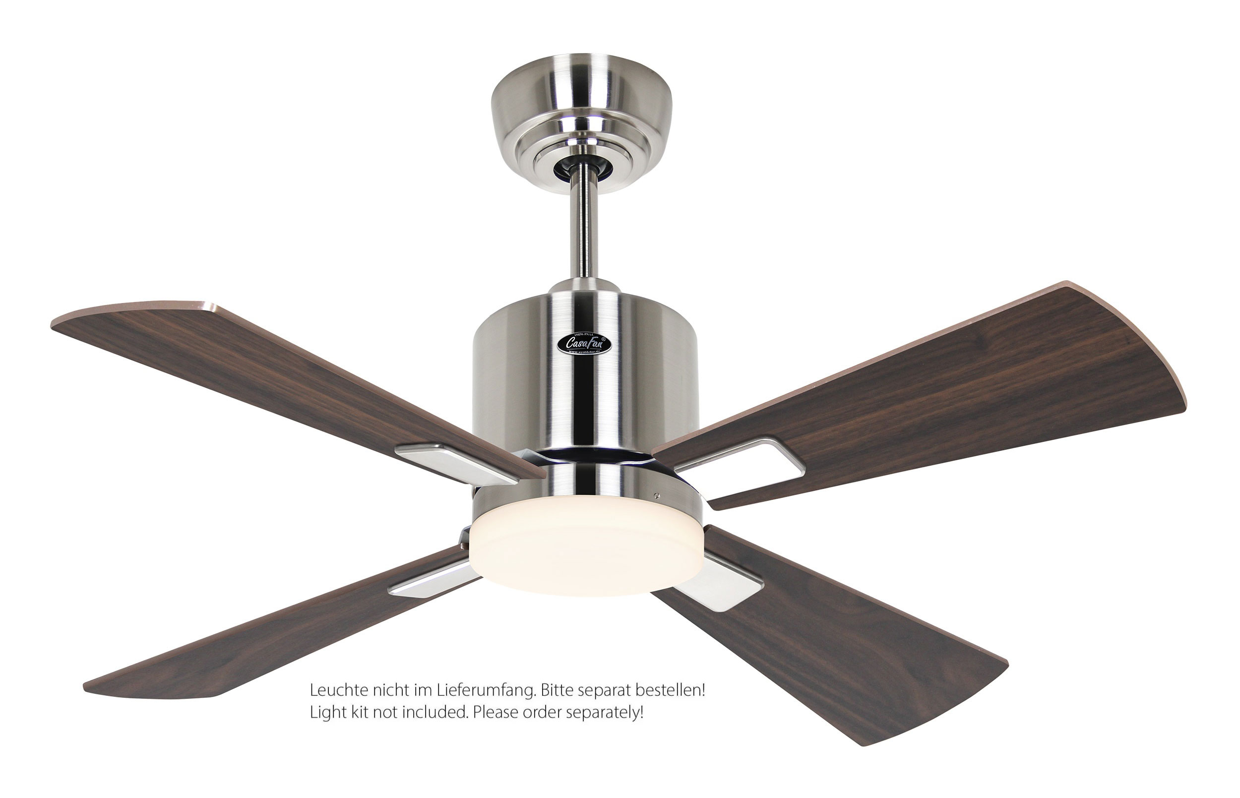 CasaFan Deckenventilator Eco Neo III 92 BN-NB/KI Chrom gebürstet - Nussbau/Kirsche WiFi/WLAN optionale Leuchte EN5z