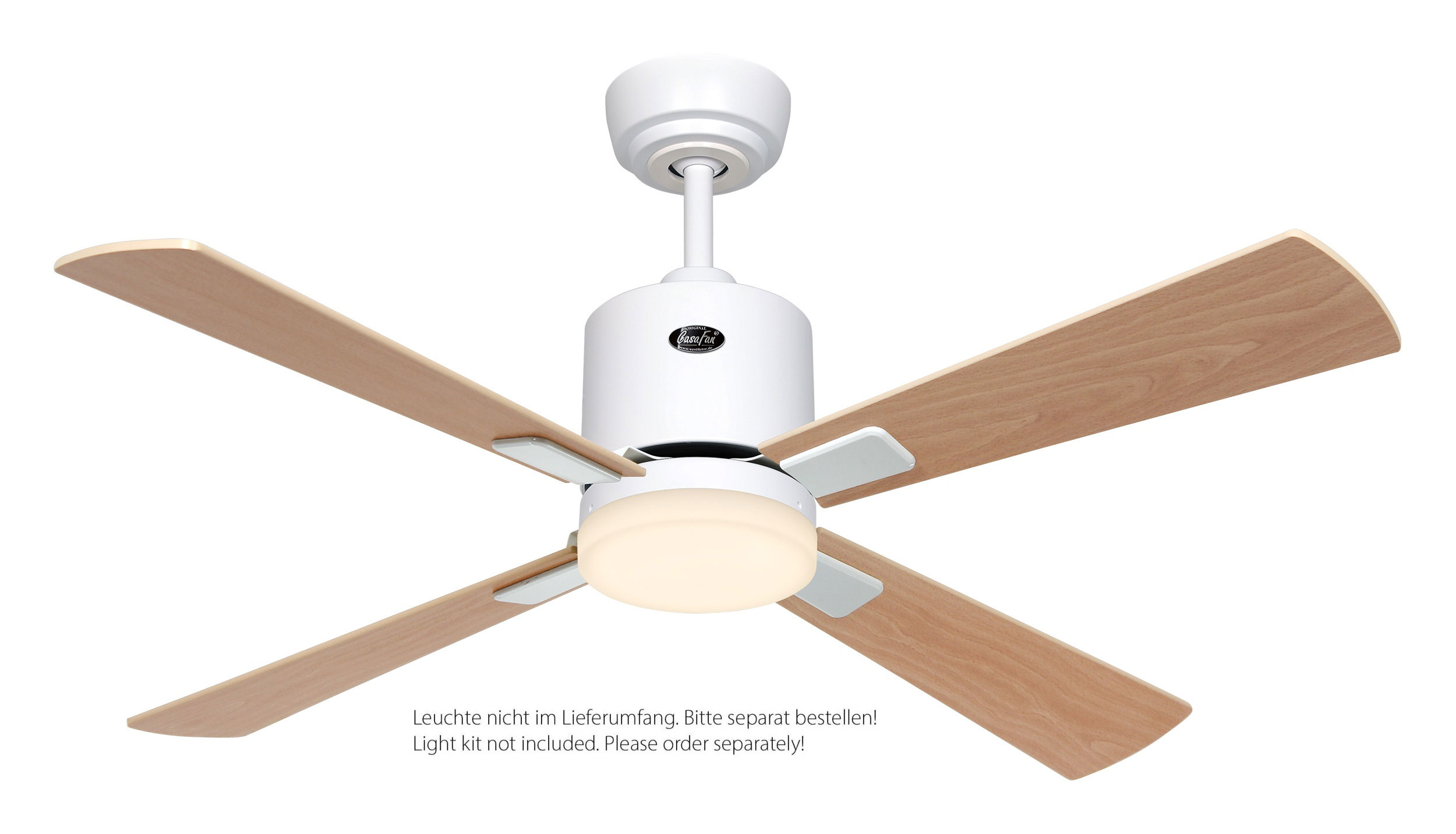 CasaFan Deckenventilator Eco Neo III 103 WE-AH/BU weiß - Ahorn/Buche WiFi/WLAN optionale Leuchte EN5z