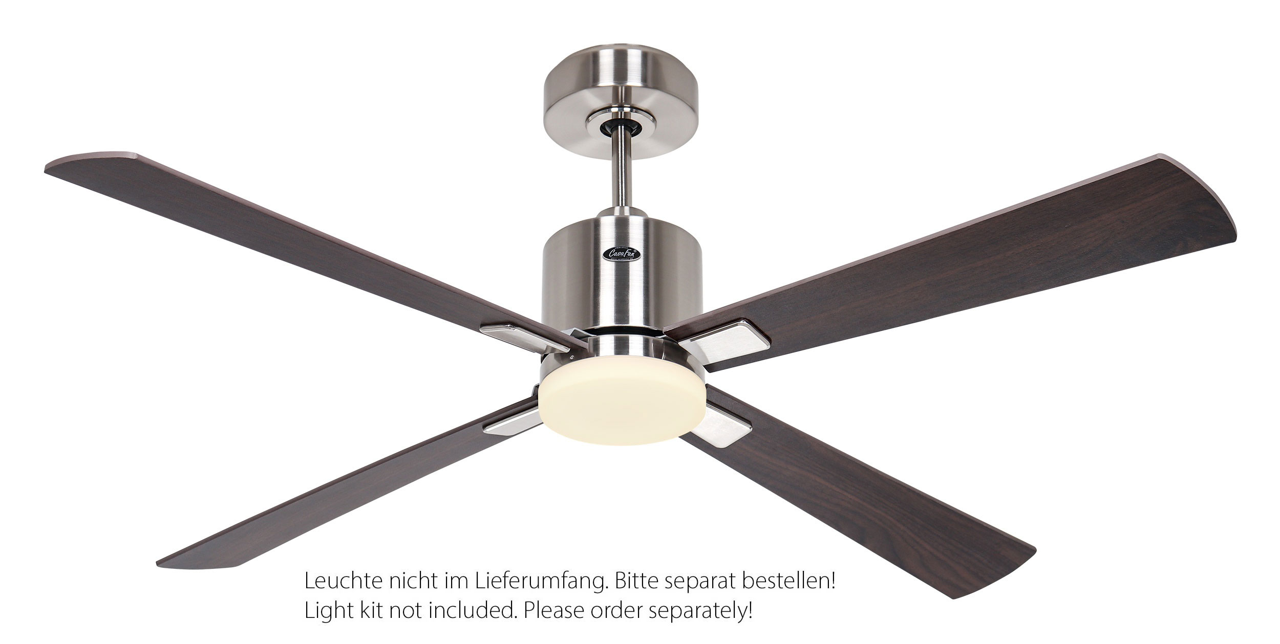 CasaFan Deckenventilator Eco Concept 132 BN-NB/KI Chrom gebürstet - Nussbaum/Kirrsche WiFi mit optionaler Leuchte EN5z