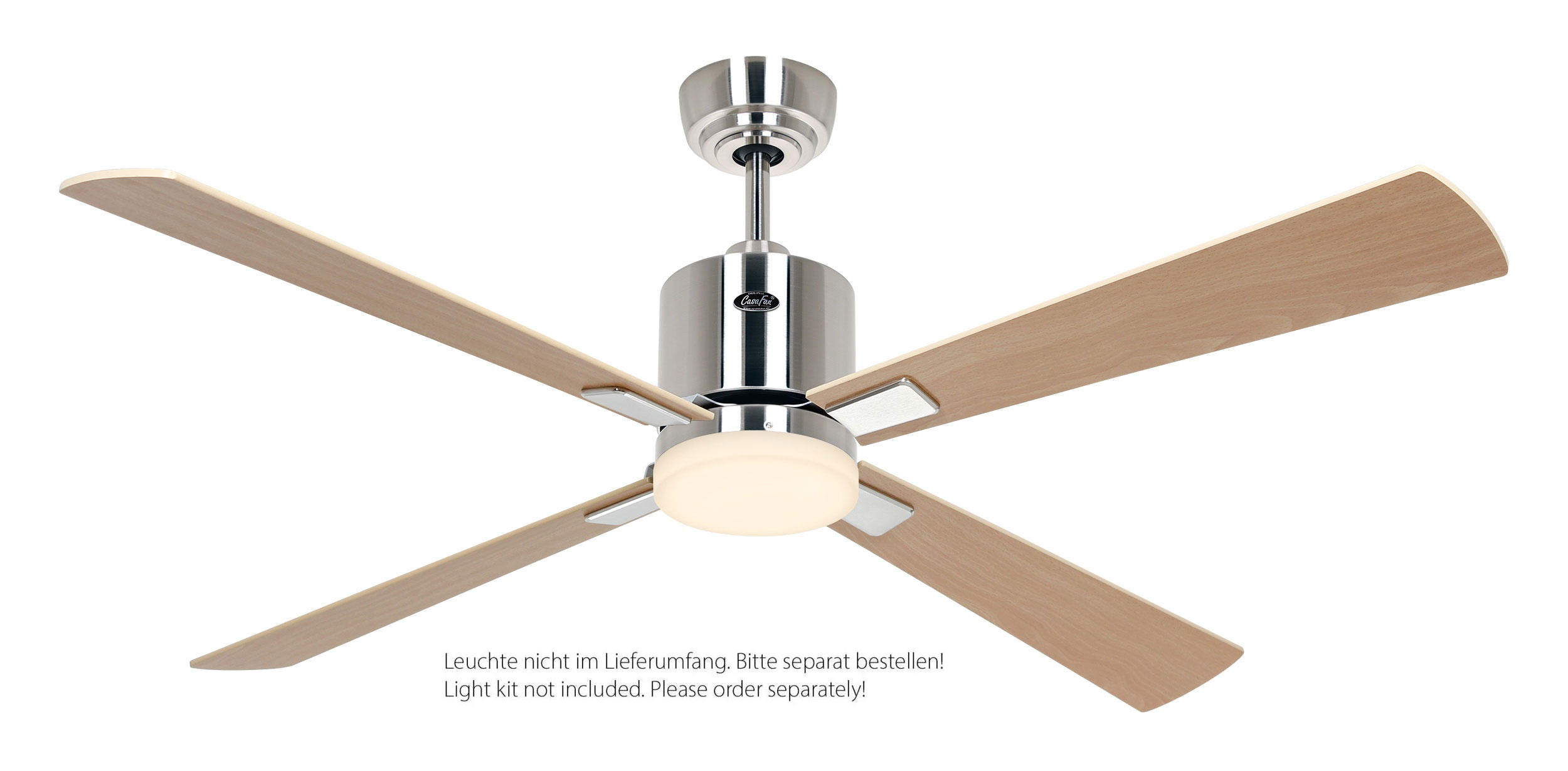 CasaFan Deckenventilator Eco Neo III 132 BN-AH/BU Chrom gebürstet - Ahorn/Buche WiFi/WLAN optionale Leuchte EN5z