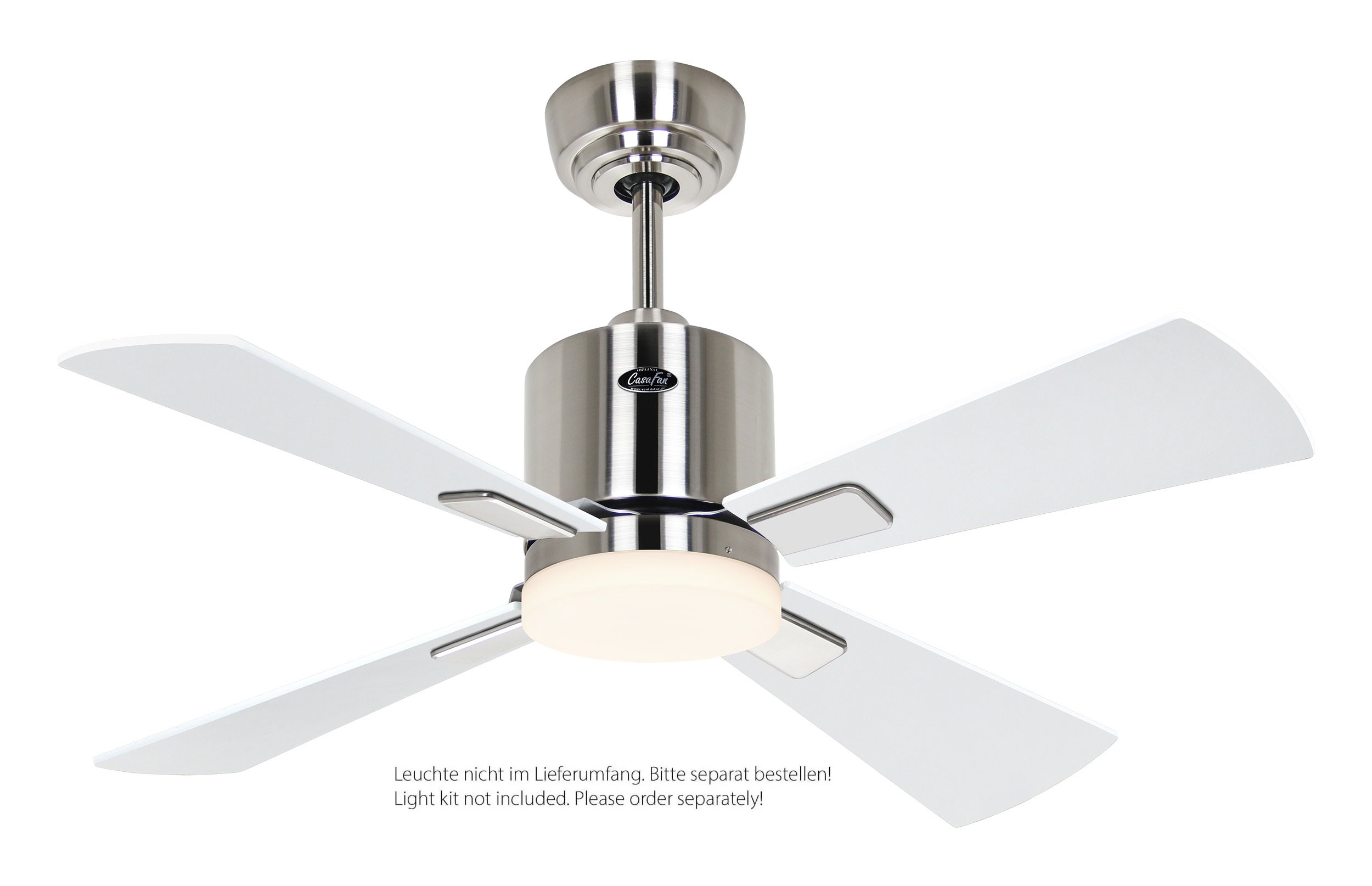 CasaFan Deckenventilator Eco Neo III 92 BN-WE/LG Chrom gebürstet - weiß/lichtgrau WiFi/WLAN optionale Leuchte EN5z