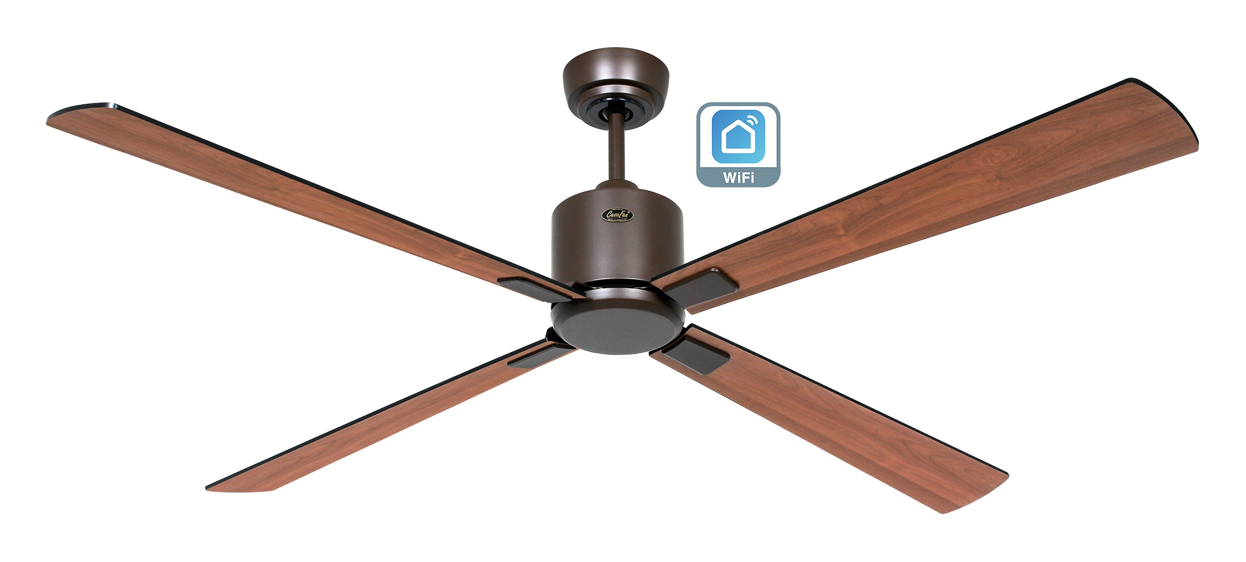 CasaFan Deckenventilator Eco Neo III 152 BZ-SW/TK bronze - schwarz/Teak Wifi/WLAN