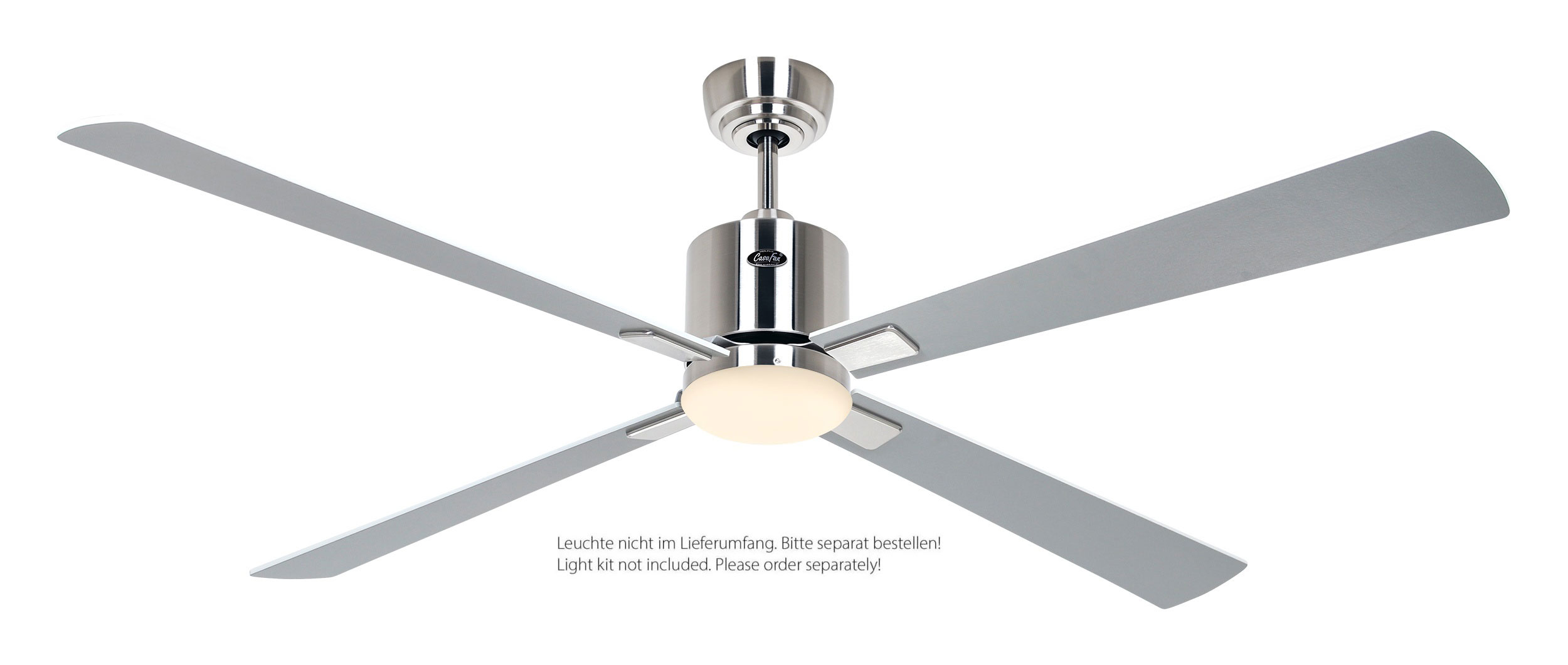 CasaFan Deckenventilator Eco Neo III 152 BN-WE/LG Chrom gebürstet - weiß/lichtgrau Wifi/WLAN optionale Leuchte EN5r