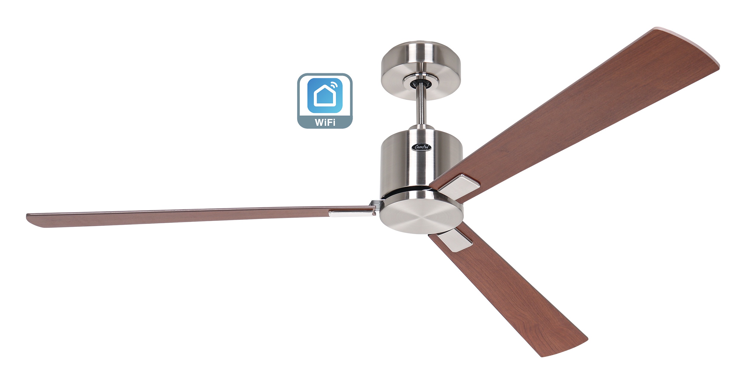 CasaFan Deckenventilator Eco Concept 152 BN-NB/KI Chrom gebürstet - Nussbaum/Kirrsche WiFi 