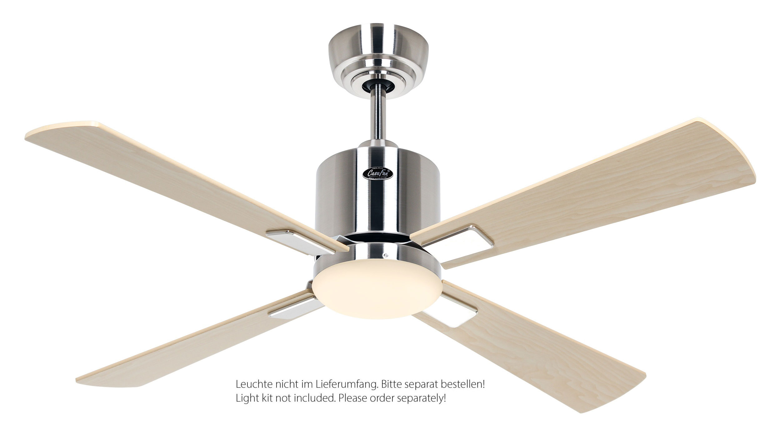 CasaFan Deckenventilator Eco Neo III 103 BN-AH/BU Chrom gebürstet - Ahorn/Buche WiFi/WLAN optionale Leuchte EN5r