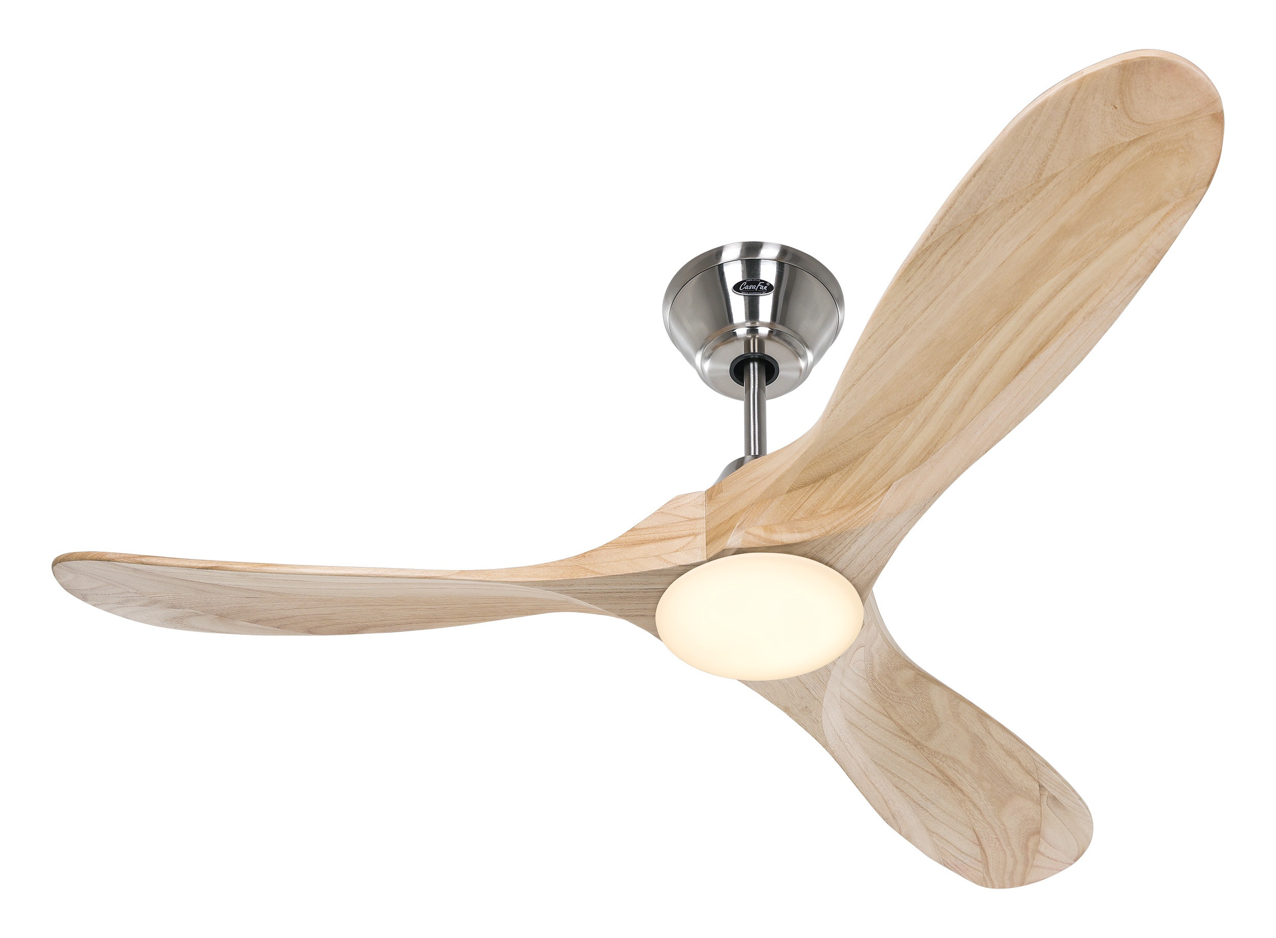 CasaFan Deckenventilator Eco Genuino-L 122 BN-NT Chrom gebürstet - Holz natur mit Leuchte