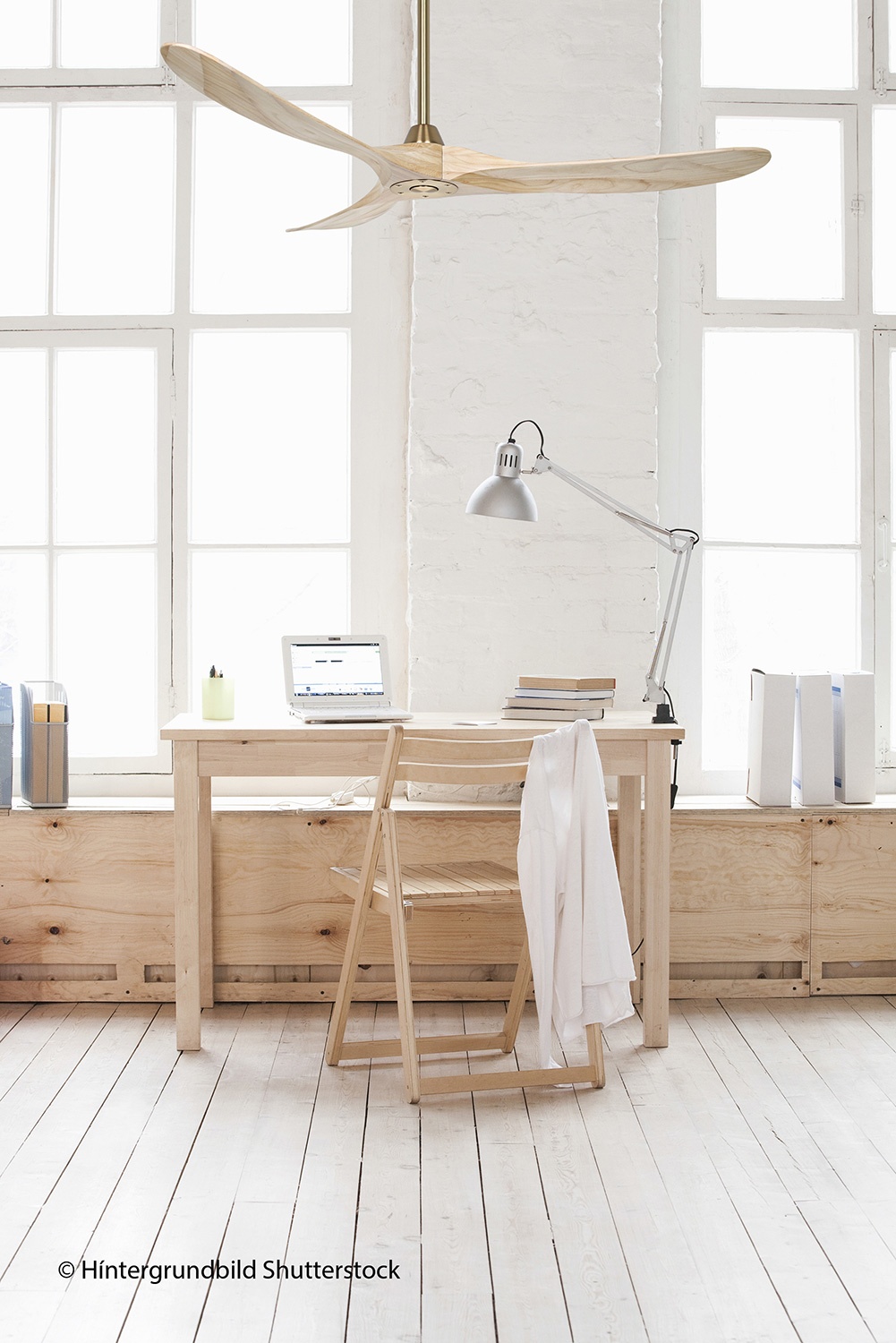 CasaFan Deckenventilator Eco Genuino 152 MG-NT Messing gebürstet - Holz natur Ambiente