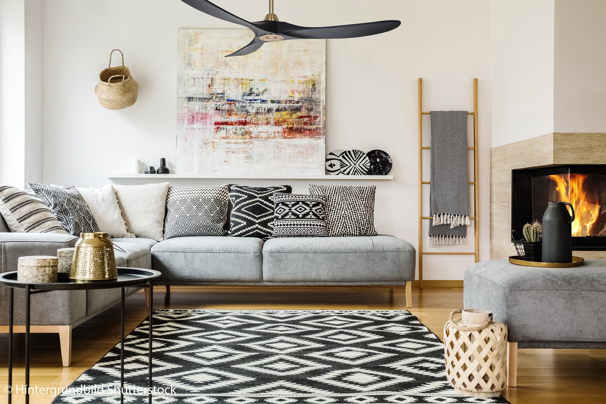 CasaFan Deckenventilator Eco Genuino 152 MG-MS Messing gebürstet - Schwarz Ambiente