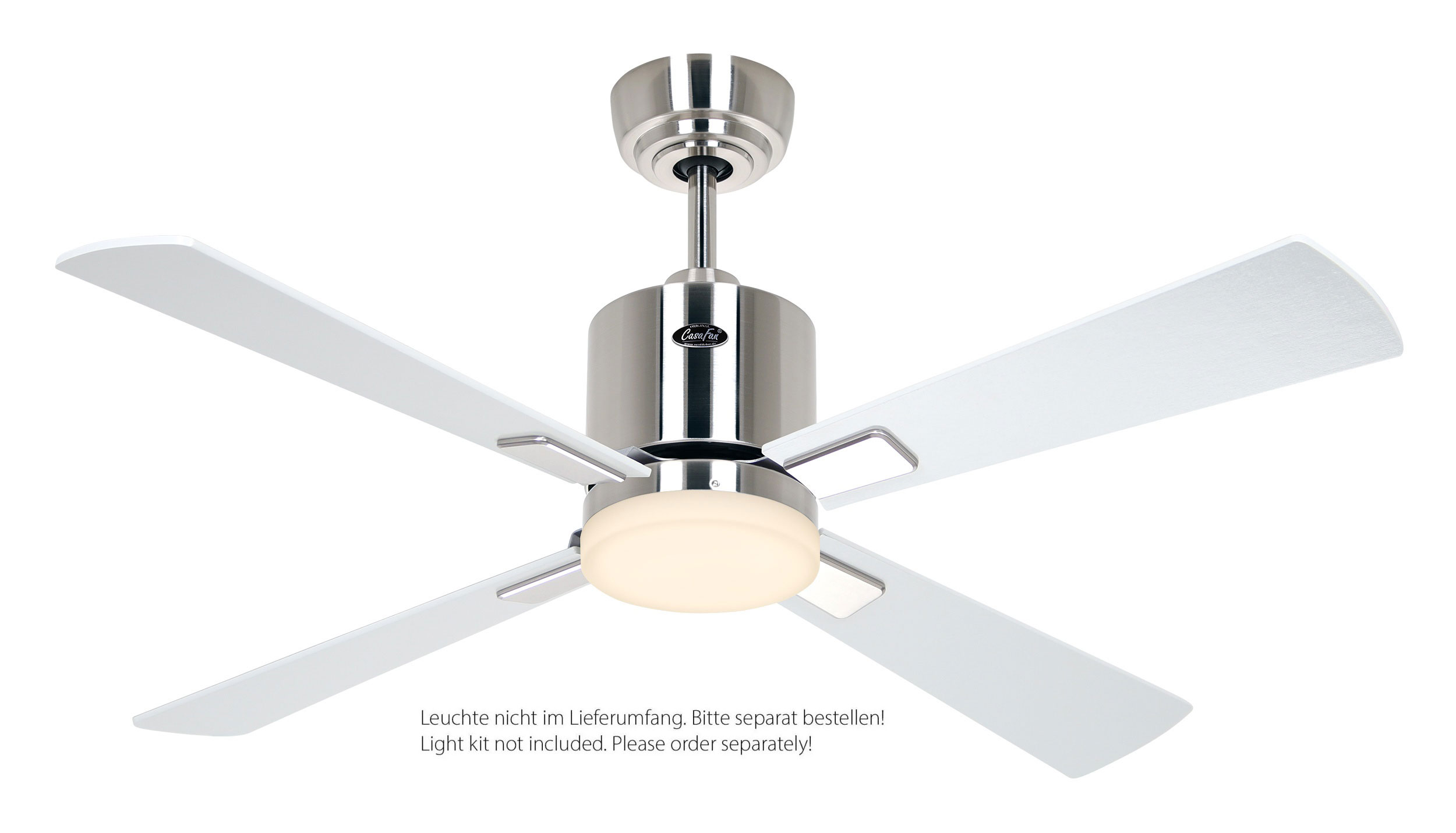 CasaFan Deckenventilator Eco Neo III 103 BN-WE/LG Chrom gebürstet - weiß/lichtgrau WiFi/WLAN optionale Leuchte EN5z