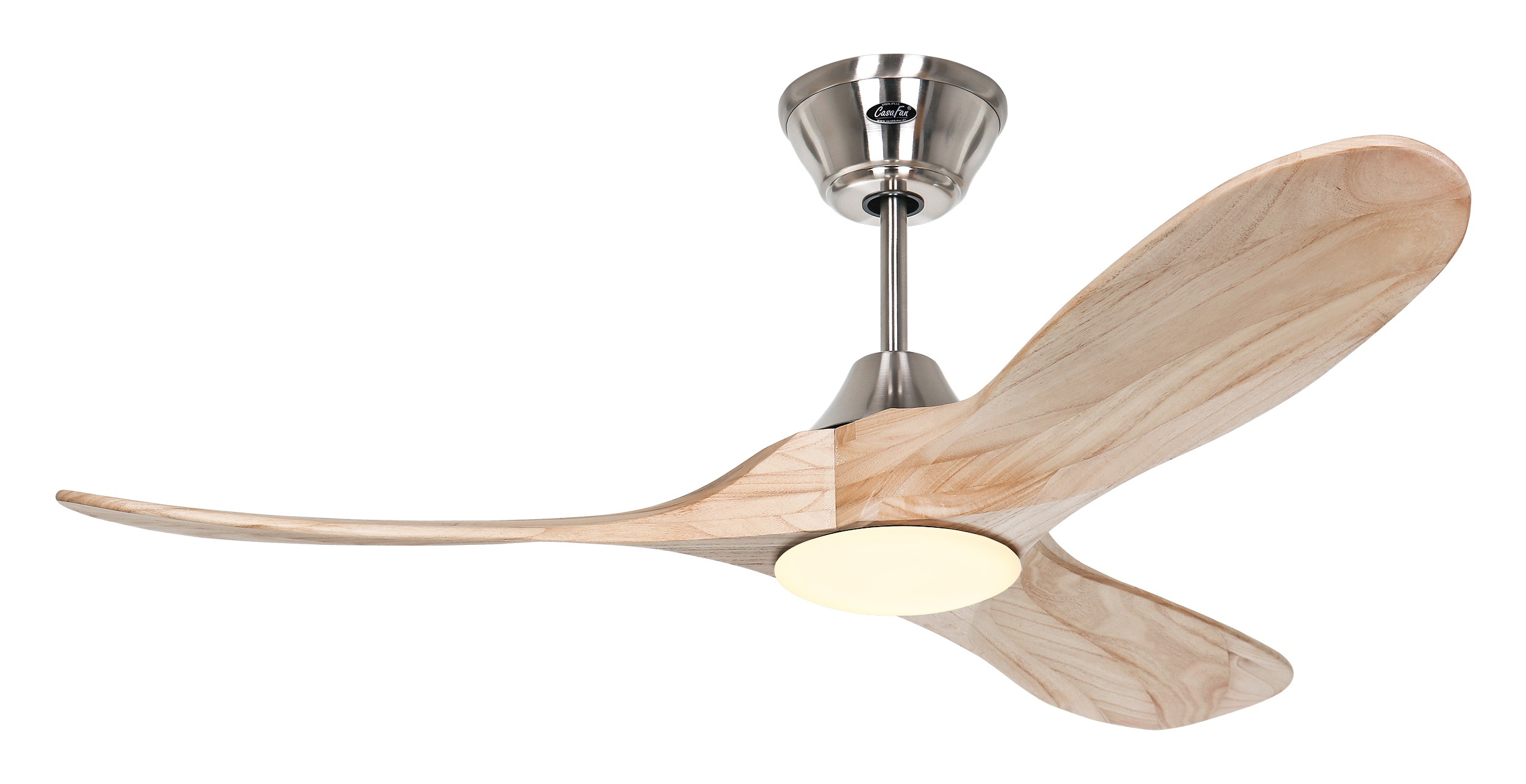 CasaFan Deckenventilator Eco Genuino-L 122 BN-NT Chrom gebürstet - Holz natur mit Leuchte