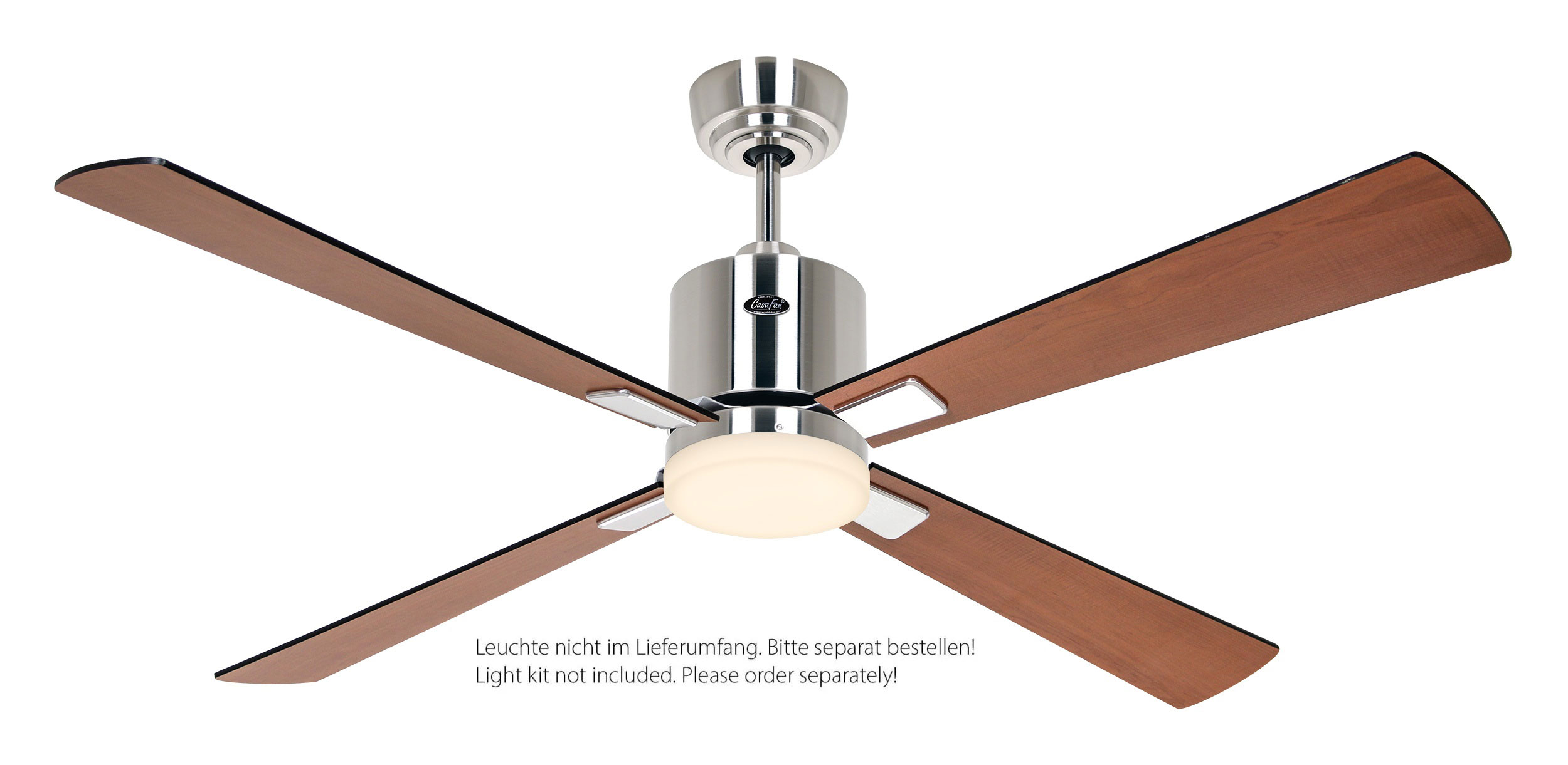 CasaFan Deckenventilator Eco Neo III 132 BN-SW/TK Chrom gebürstet - schwarz/Teak WiFi/WLAN optionale Leuchte EN5z